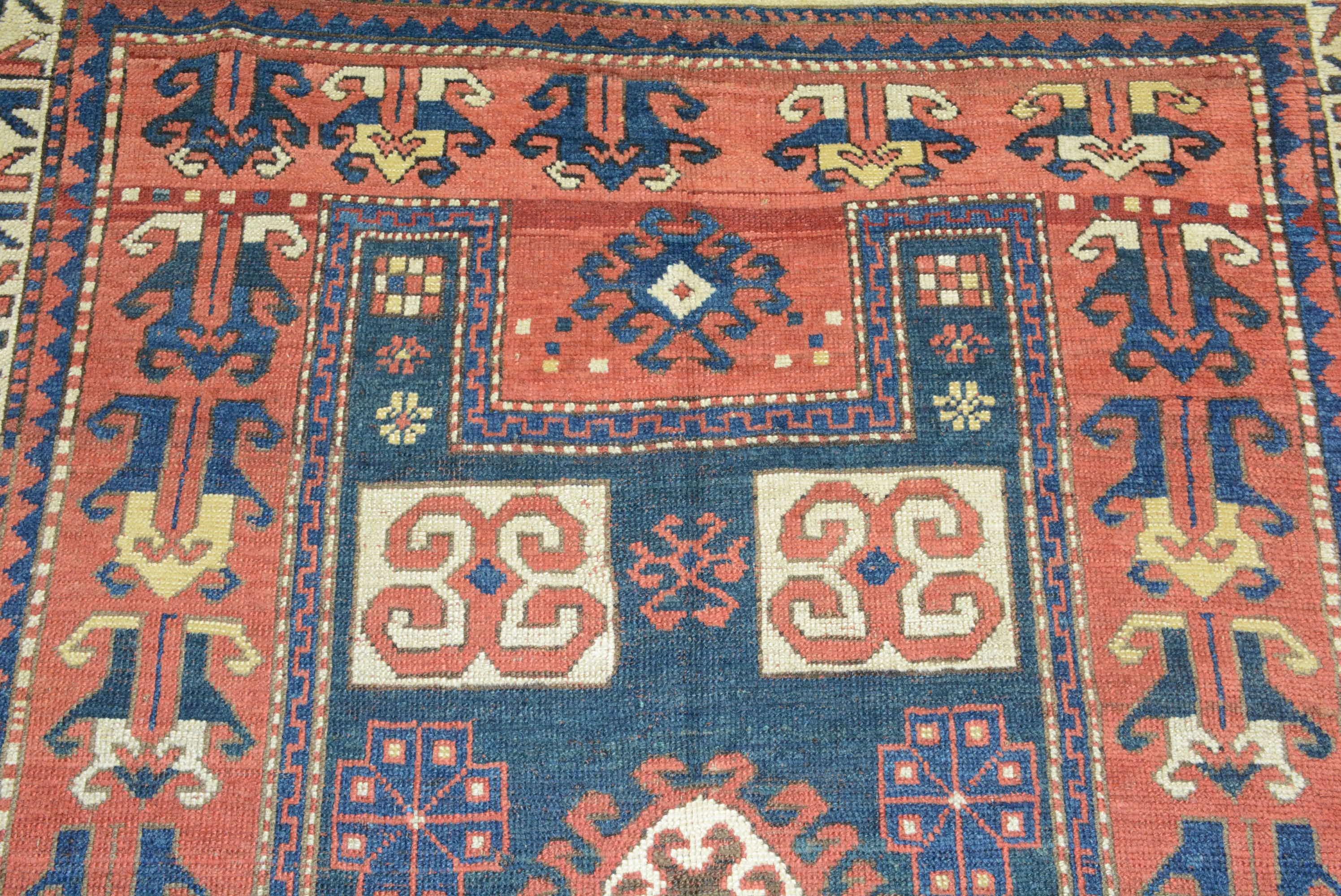 Woven Antique Caucasian Kazak Rug For Sale