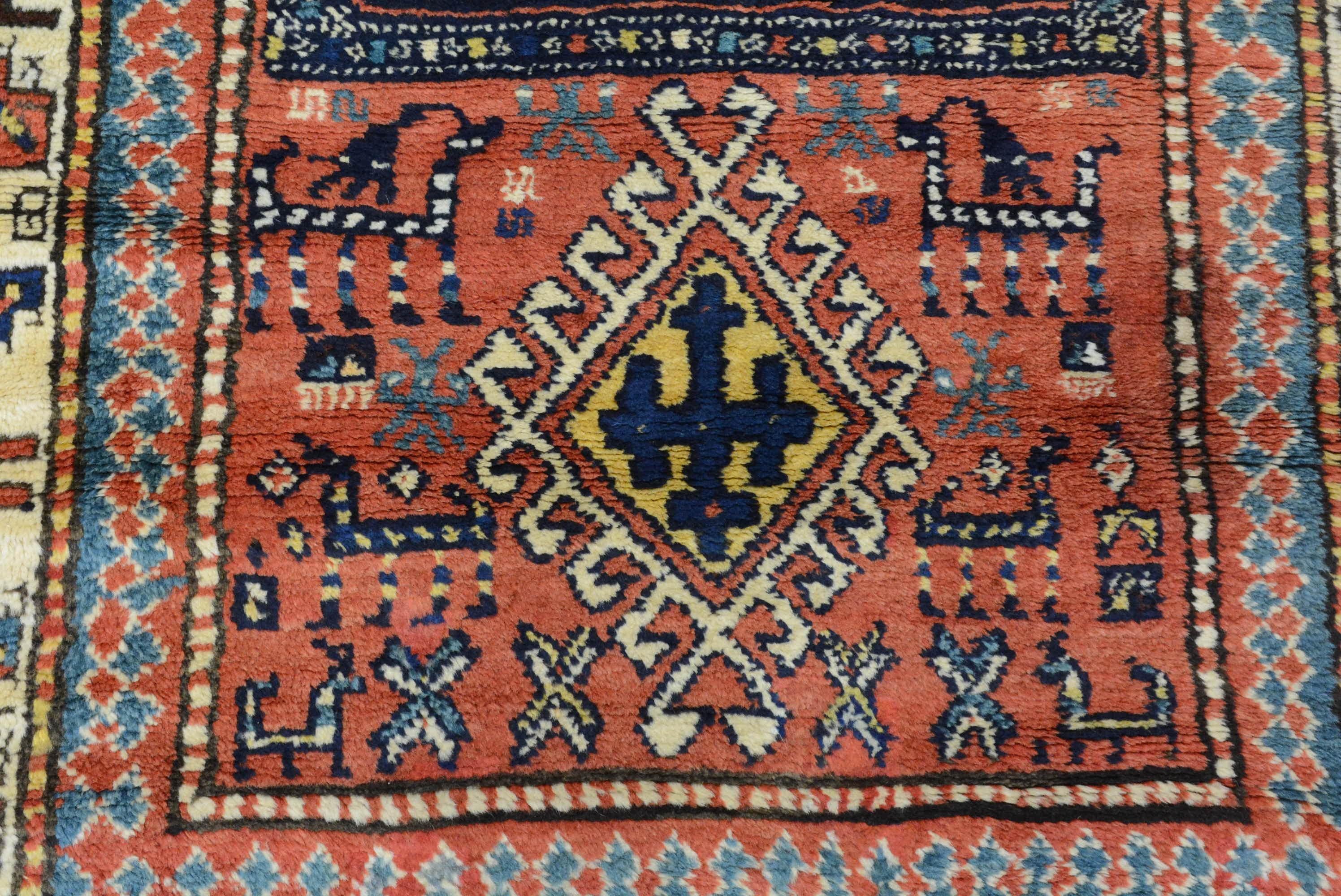 Armenian Antique Caucasian Kazak Rug For Sale