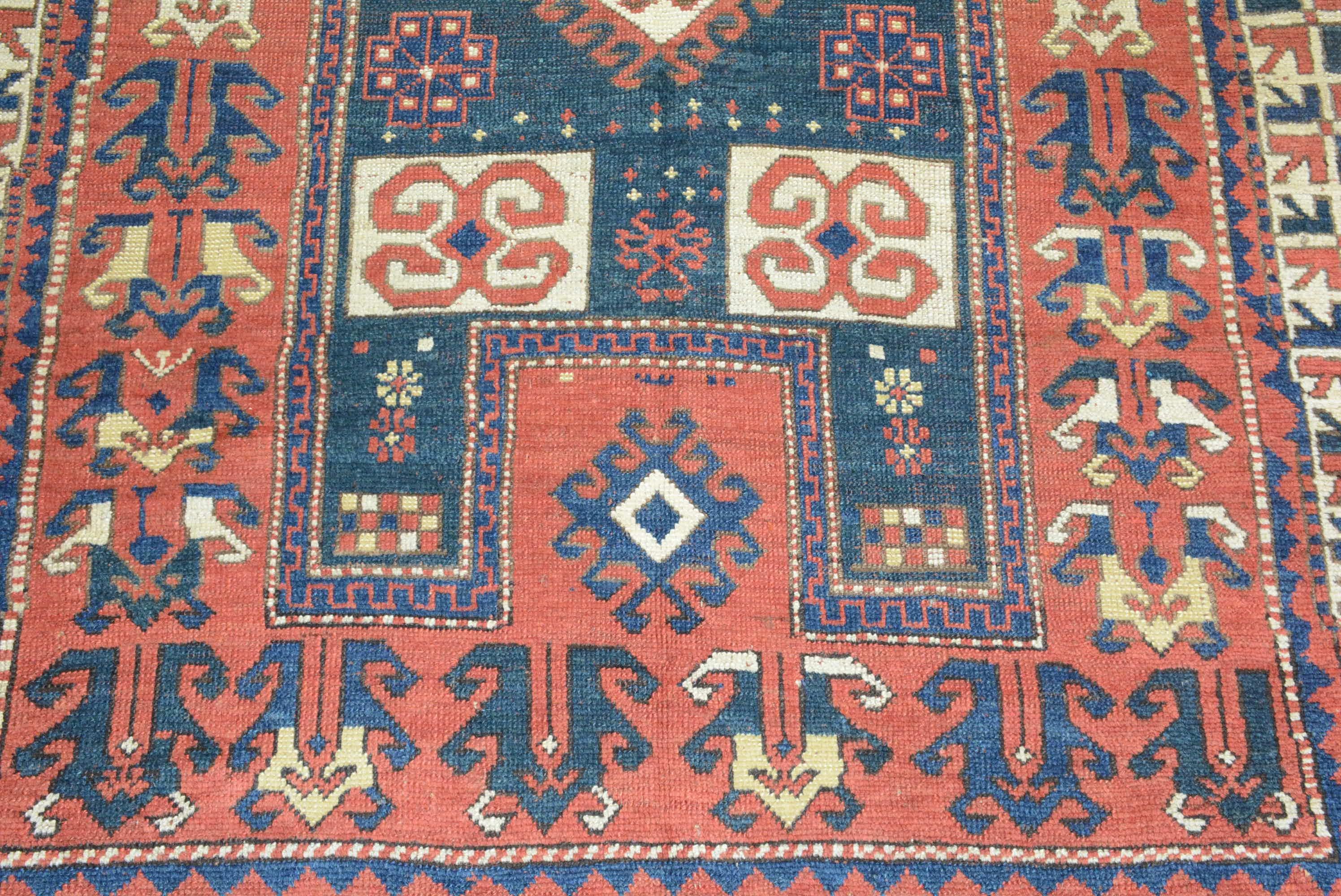 Antique Caucasian Kazak Rug In Excellent Condition For Sale In Closter, NJ