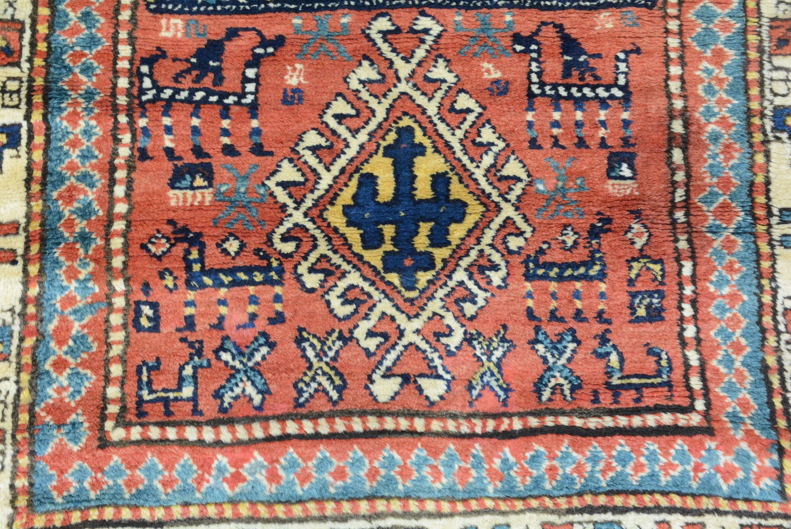 Woven Antique Caucasian Kazak Rug For Sale