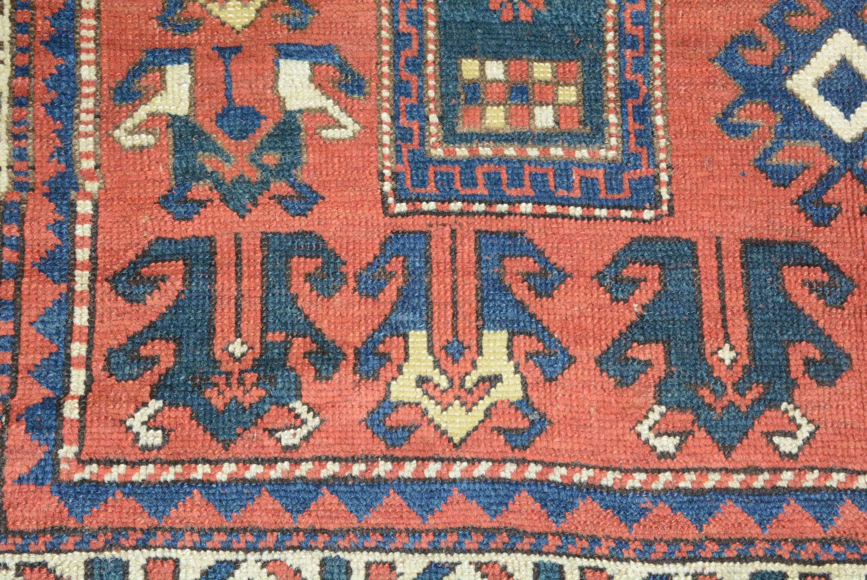 19th Century Antique Caucasian Kazak Rug For Sale