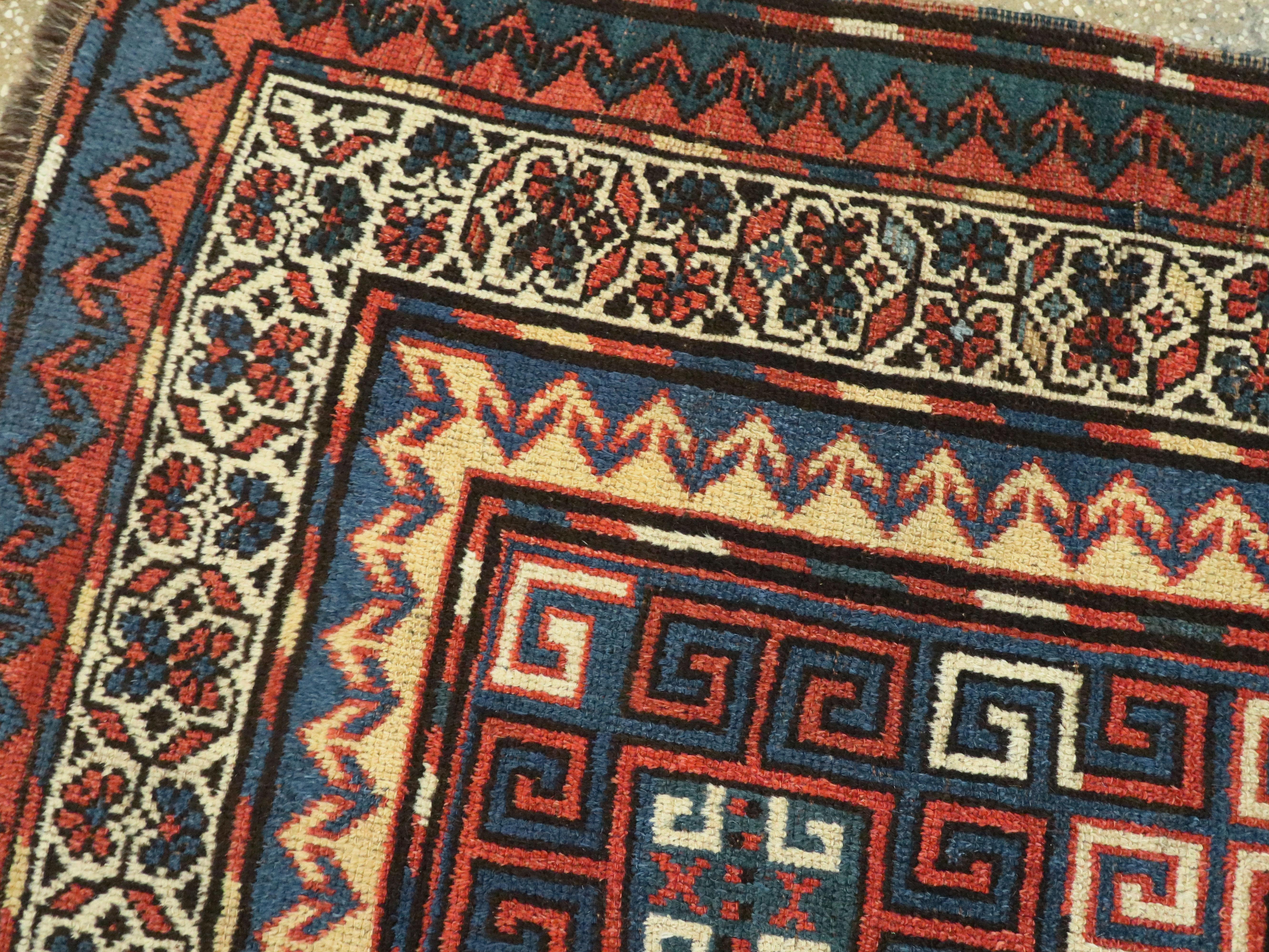 Antique Caucasian Kazak Rug In Good Condition For Sale In New York, NY