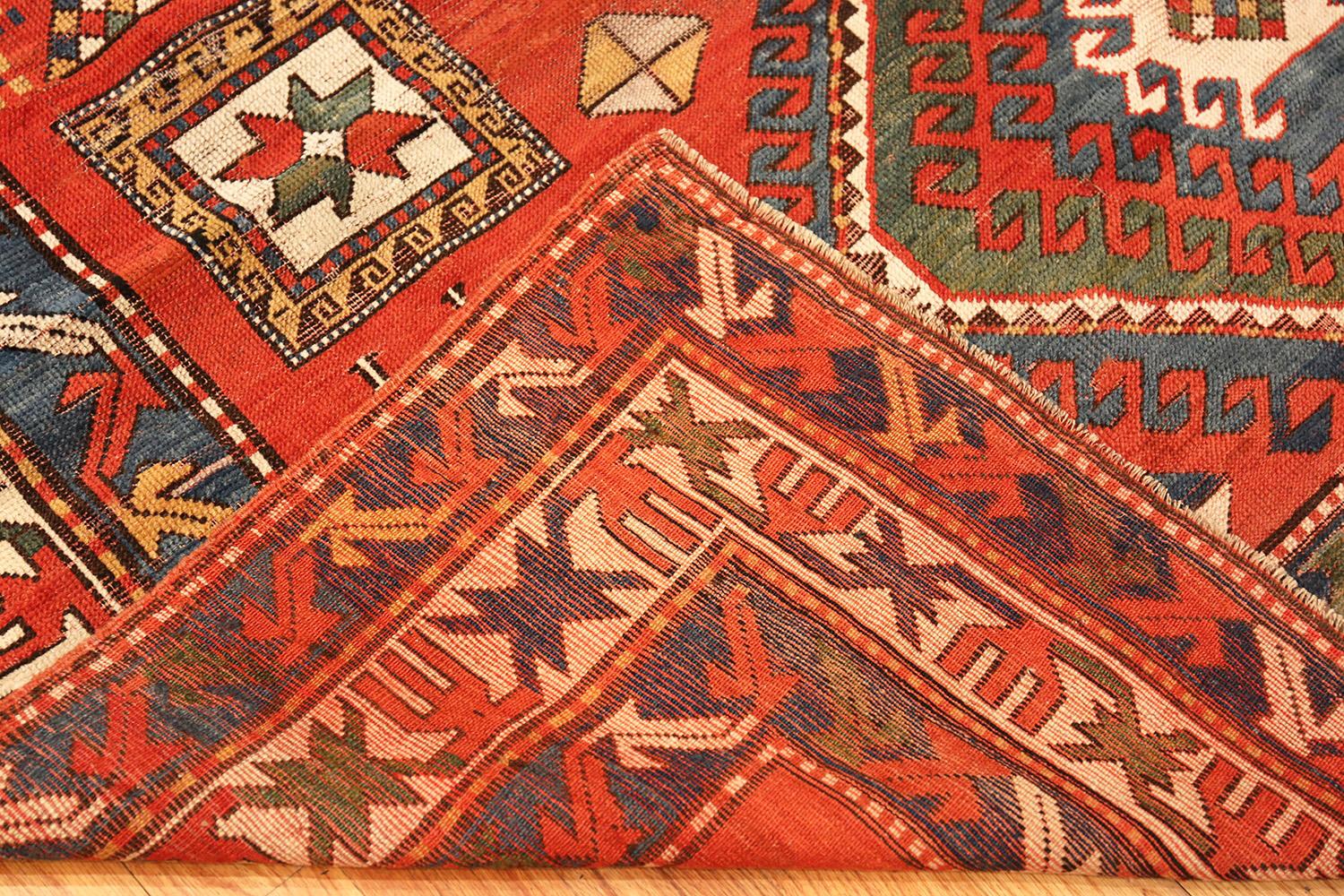 Tribal Antique Caucasian Kazak Rug. Size: 6 ft 7 in x 9 ft 2 in 1