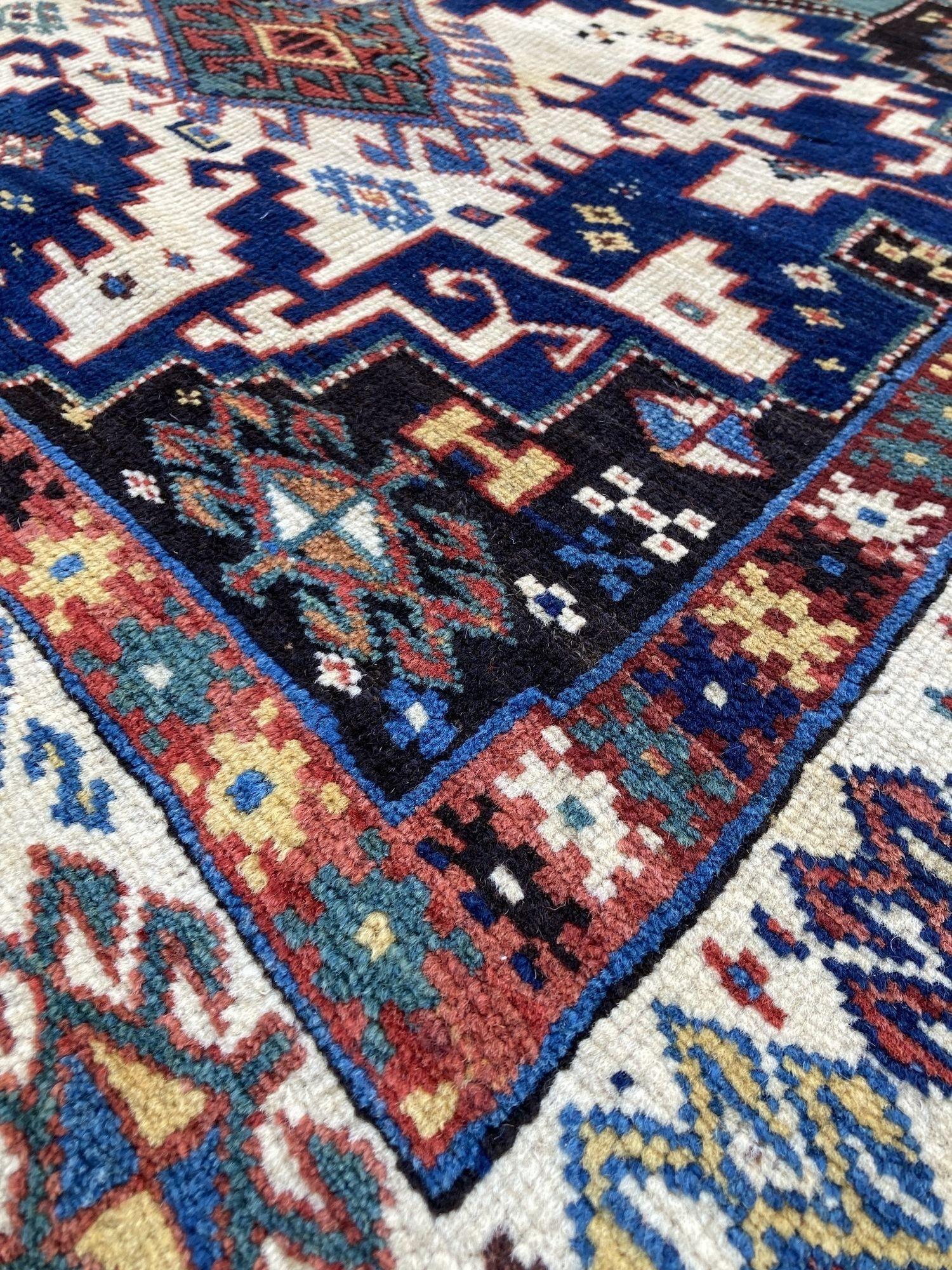 Antique Caucasian Kazak Rug For Sale 4