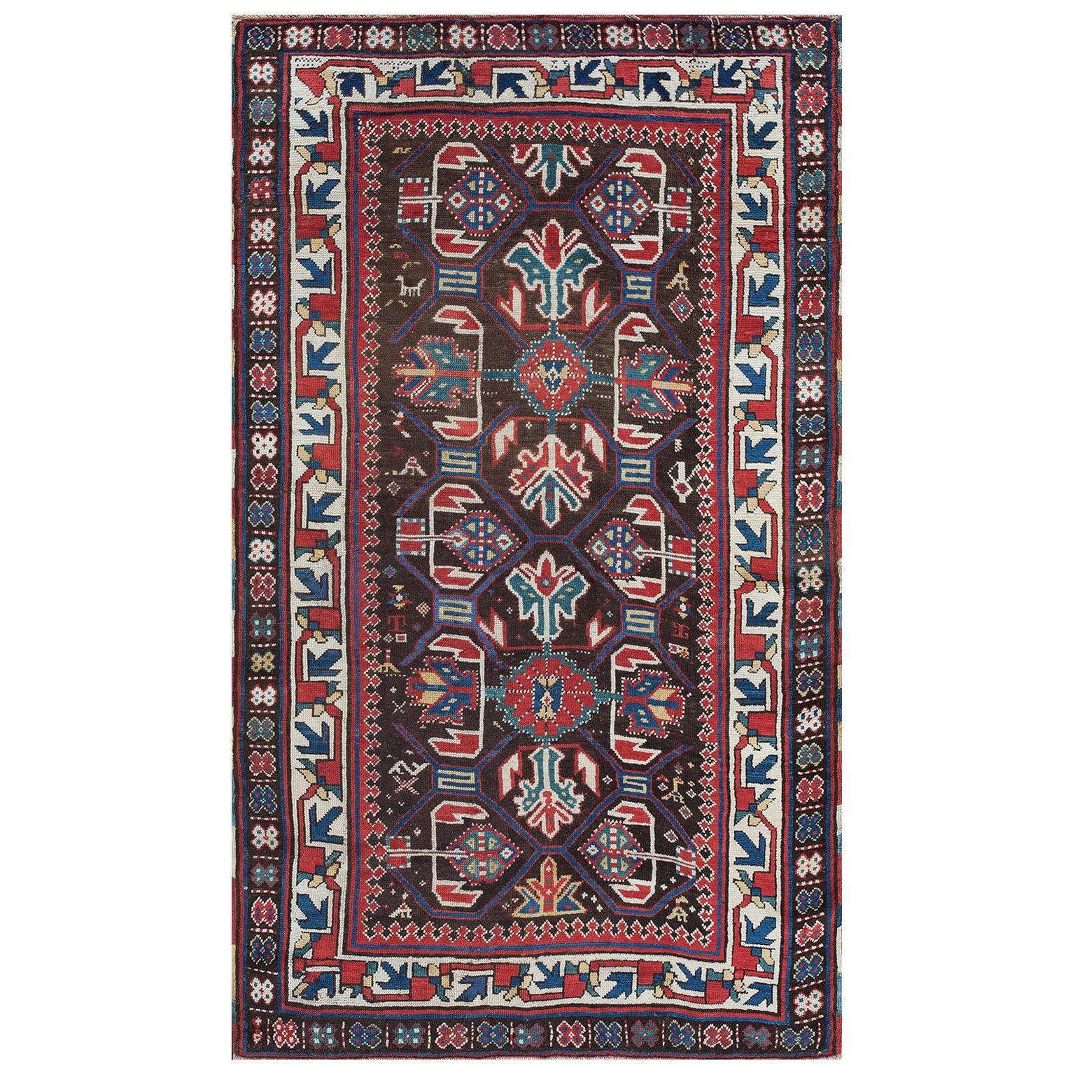 19th Century Caucasian Kazak Carpet ( 3'6" x 6'3" - 106 x 190 ) For Sale