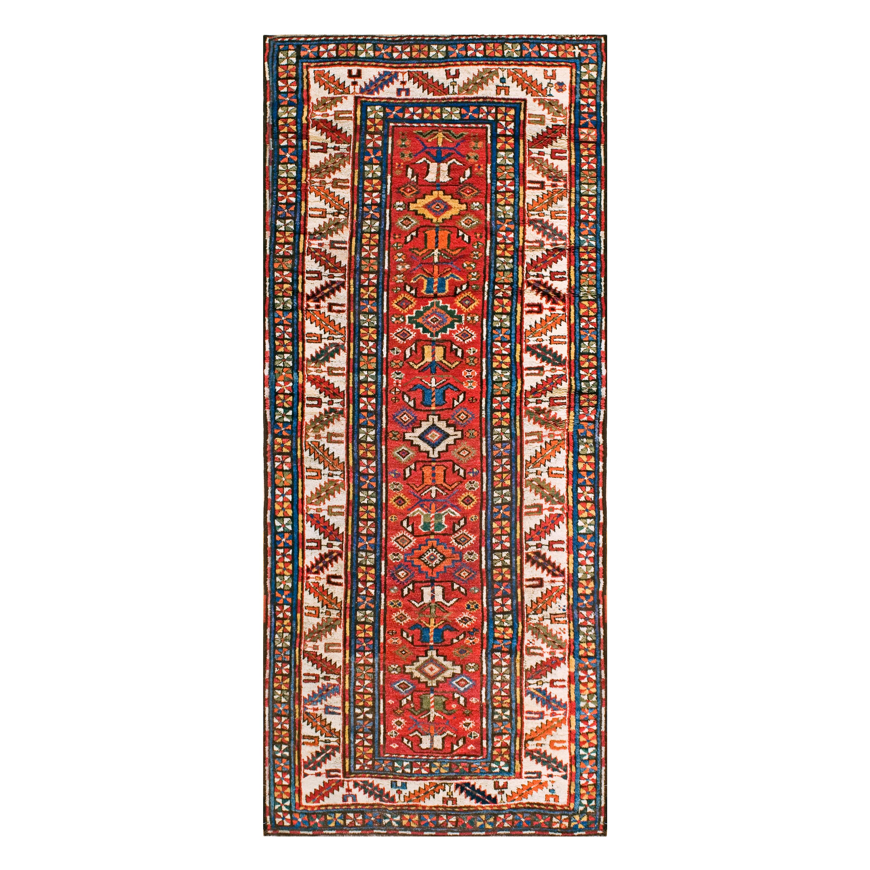 19th Century Caucasian Kazak Carpet ( 4' x 9'2" - 122 x 279 ) For Sale