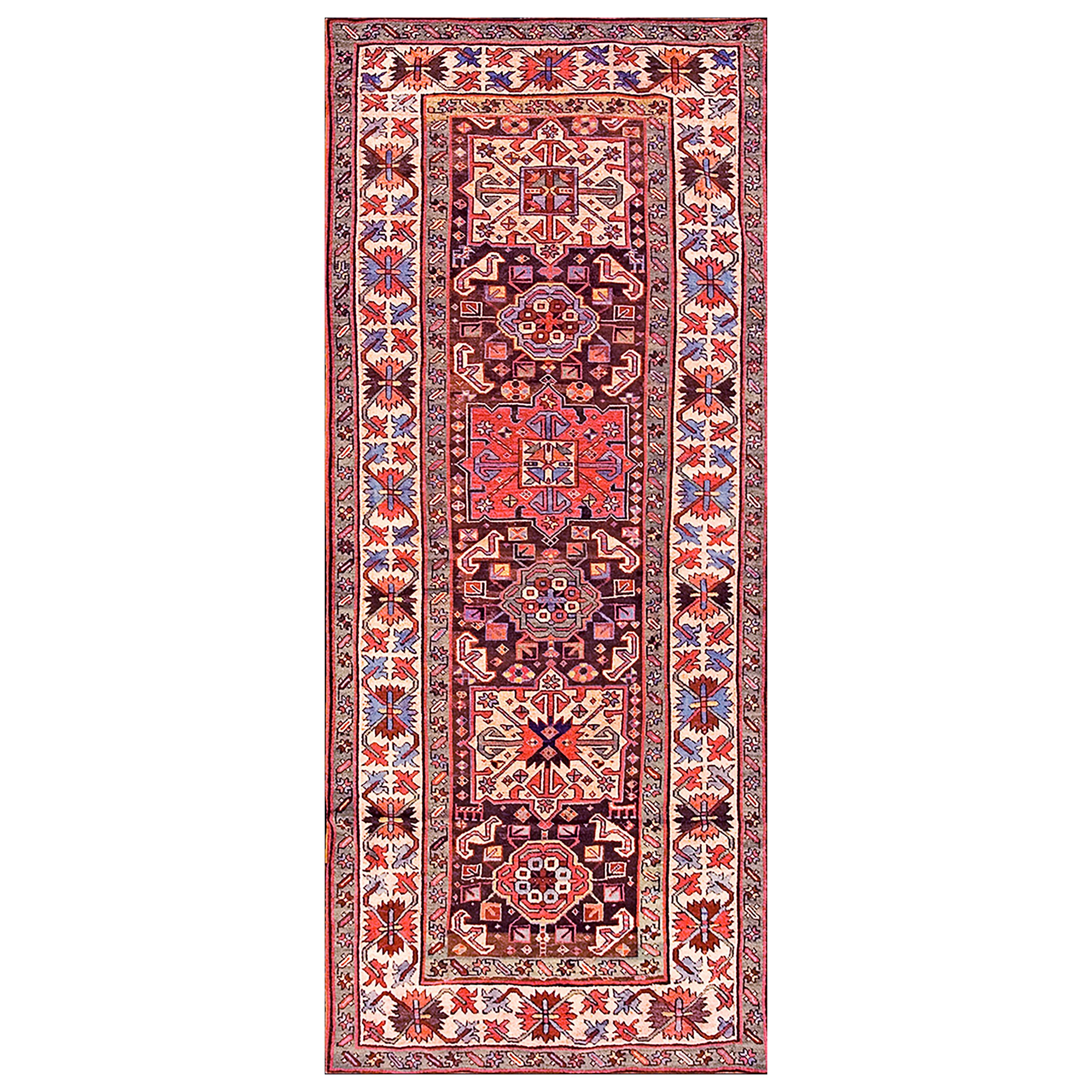 19th Century Caucasian Kazak Carpet ( 3'6" x 9'2" - 107 x 279 ) For Sale