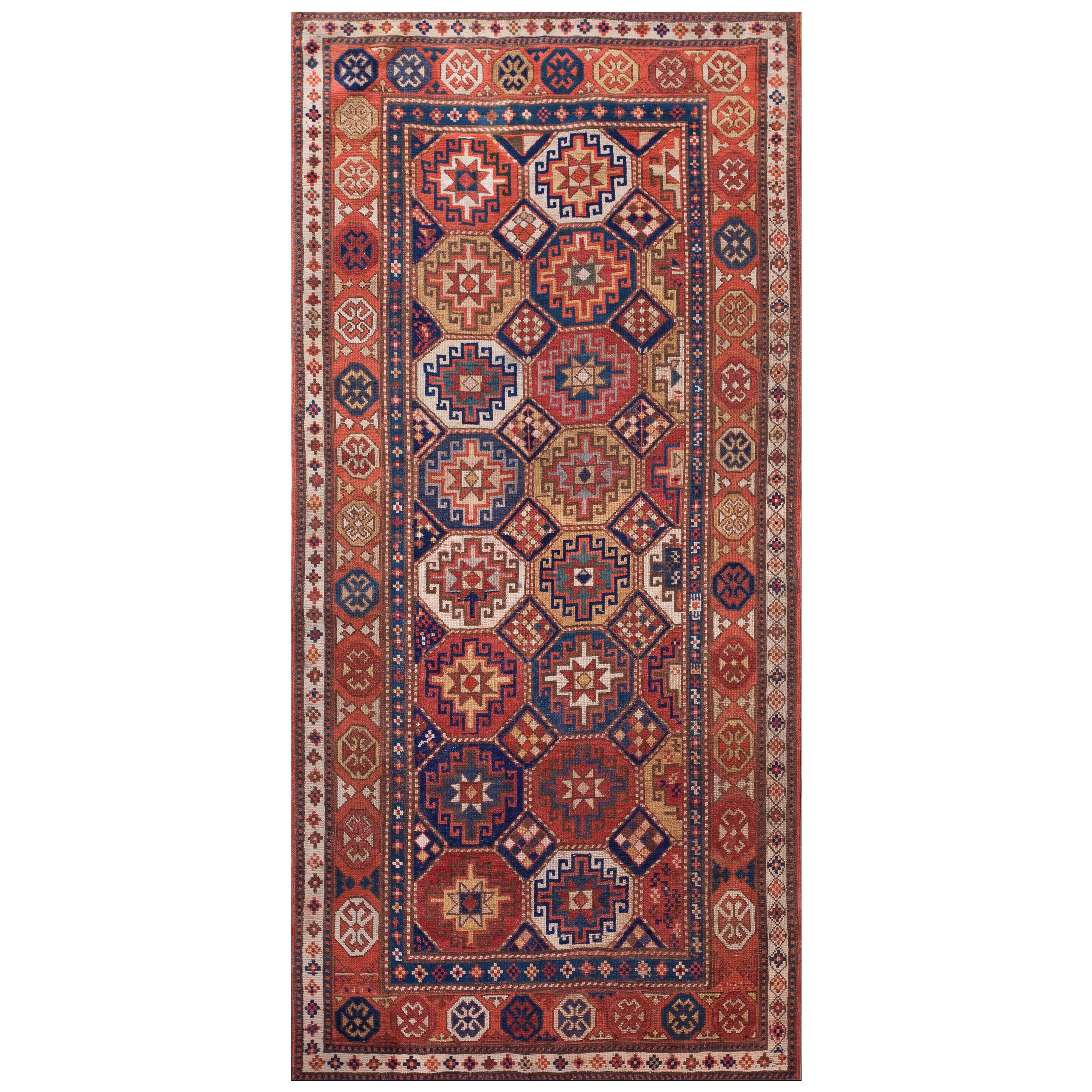 19th Century Caucasian Kazak Carpet ( 4' x 8'2" - 122 x 249 ) For Sale