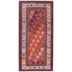 Antique 19th Century Caucasian Kazak Carpet ( 4' x 8'6" - 122 x 260 )