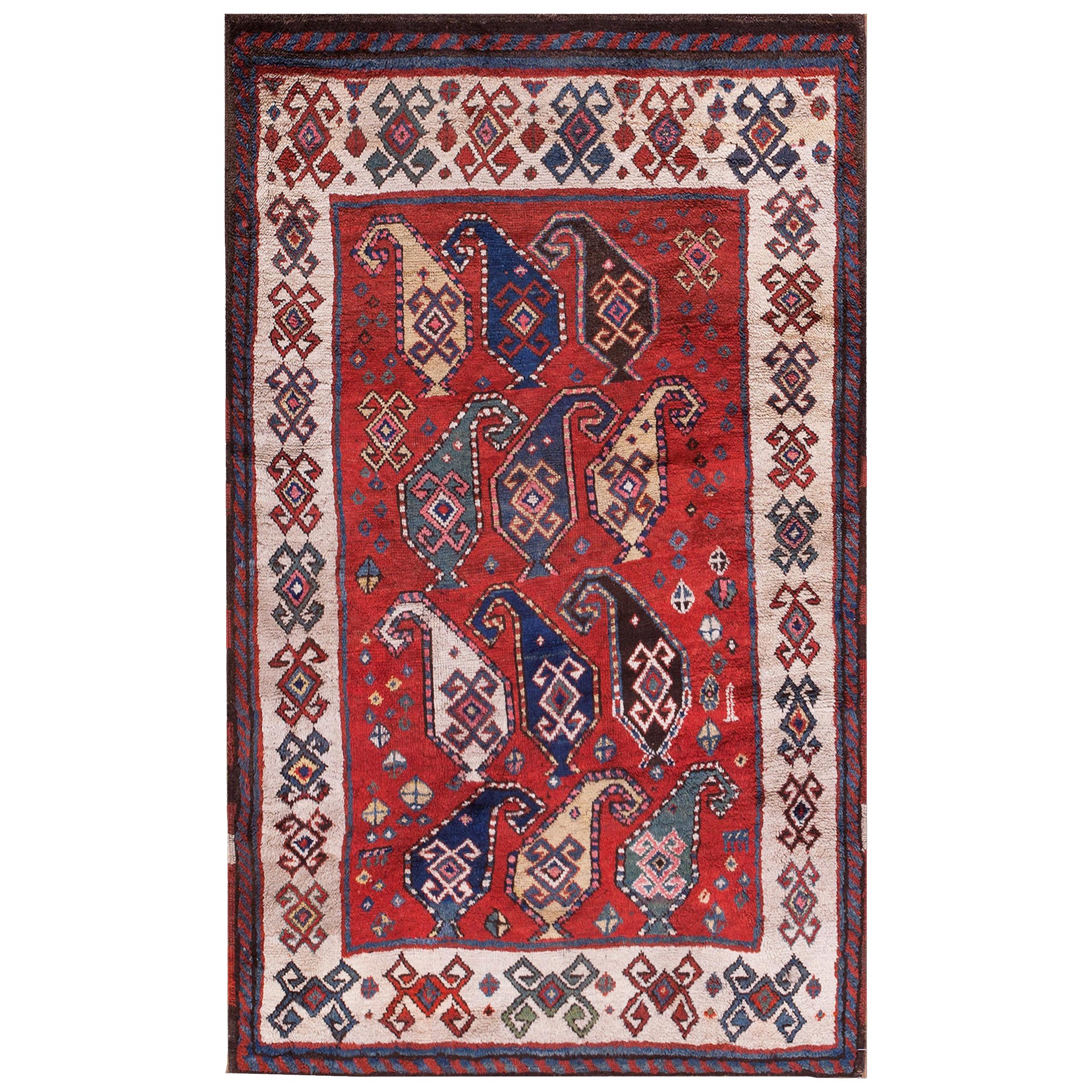 19th Century Caucasian Kazak Rug ( 3'6" x 5'8" - 106 x 172 ) For Sale