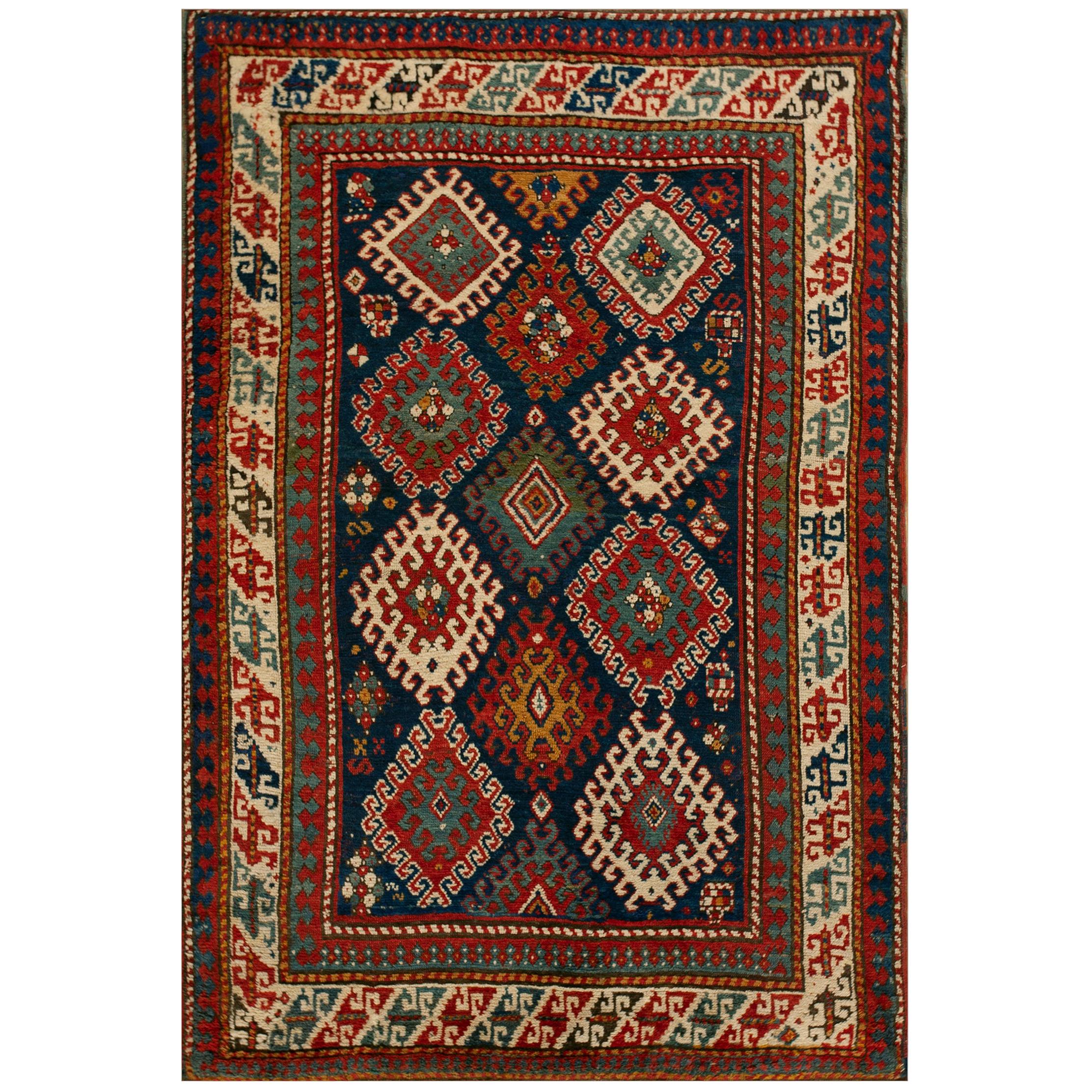 Kaukasischer Bordjalou-Kaukasischer Teppich aus dem 19. Jahrhundert ( 4'10" x 7'2" - 147 x 218")