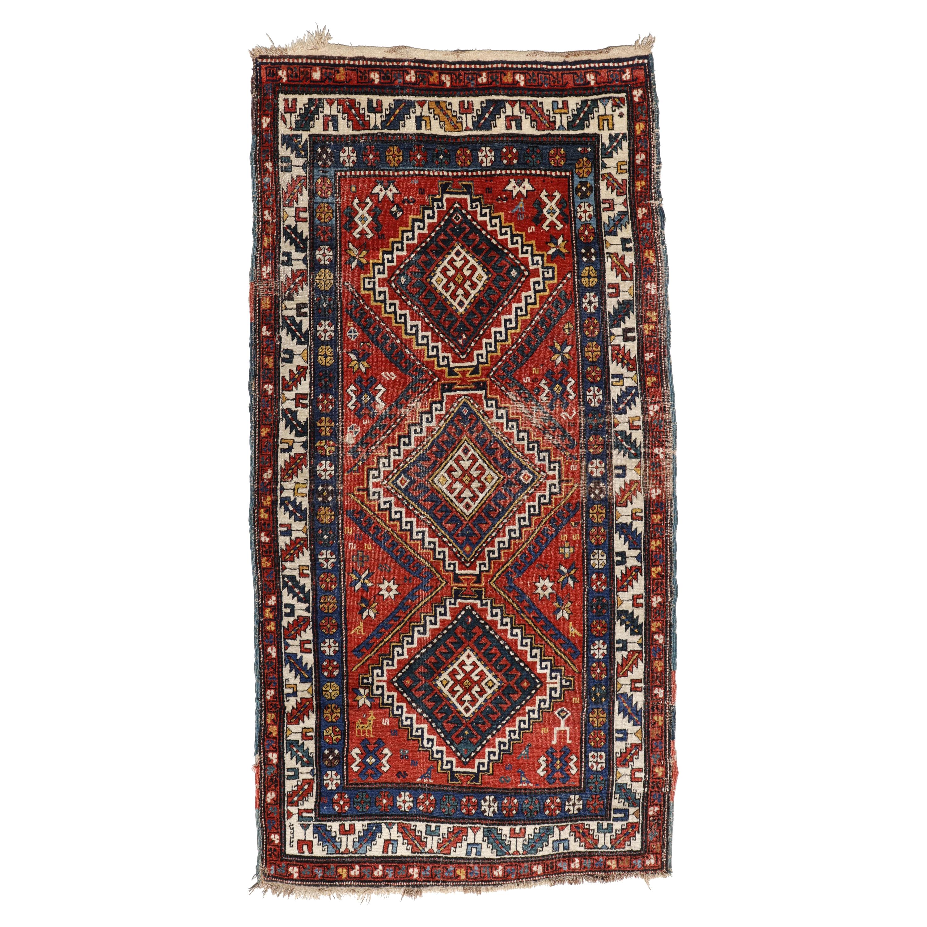 Antique Caucasian Kazak Rug, Russian Empire ‘1721-1917’ For Sale
