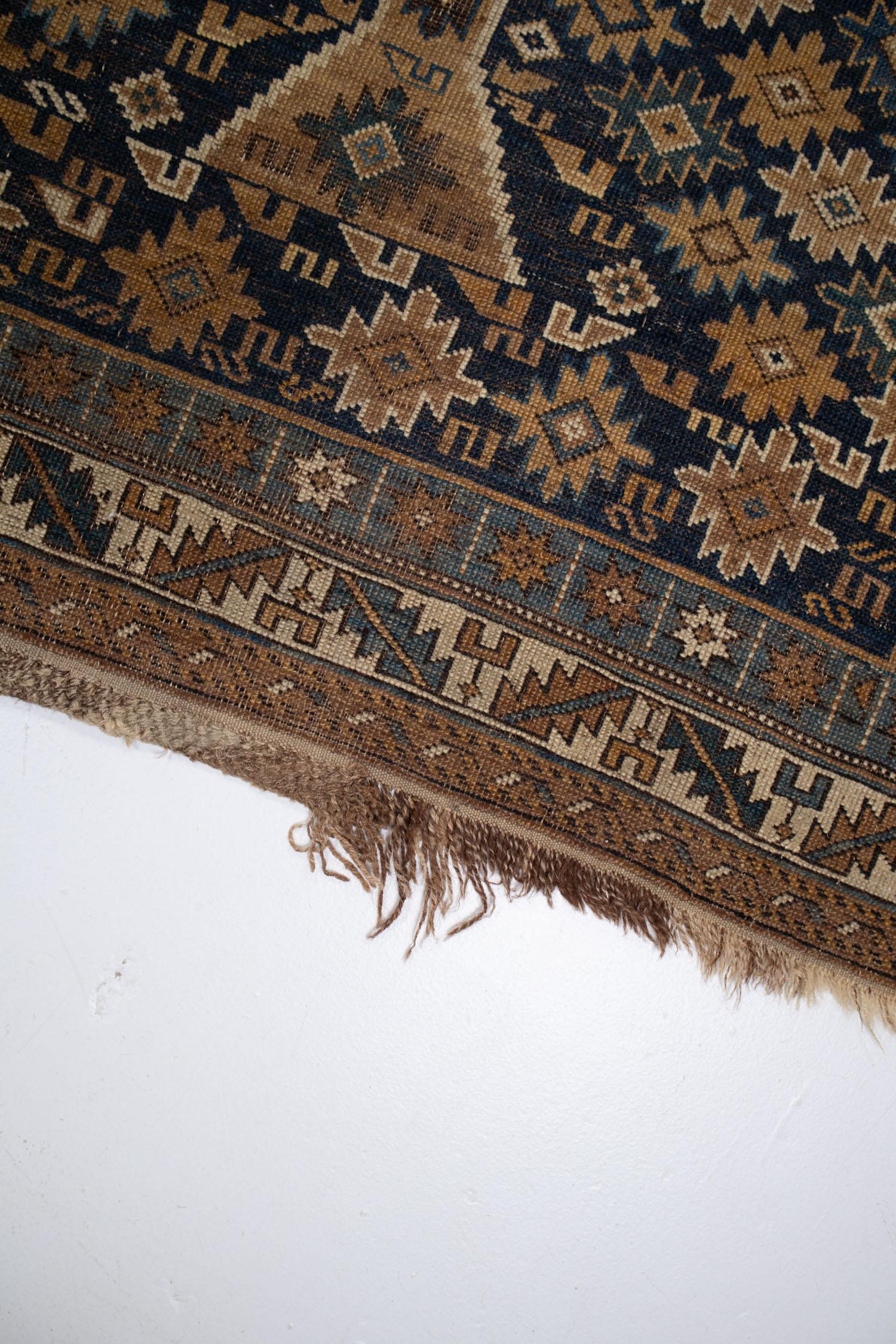 Wool Antique Caucasian Kazak Rug S2603 For Sale