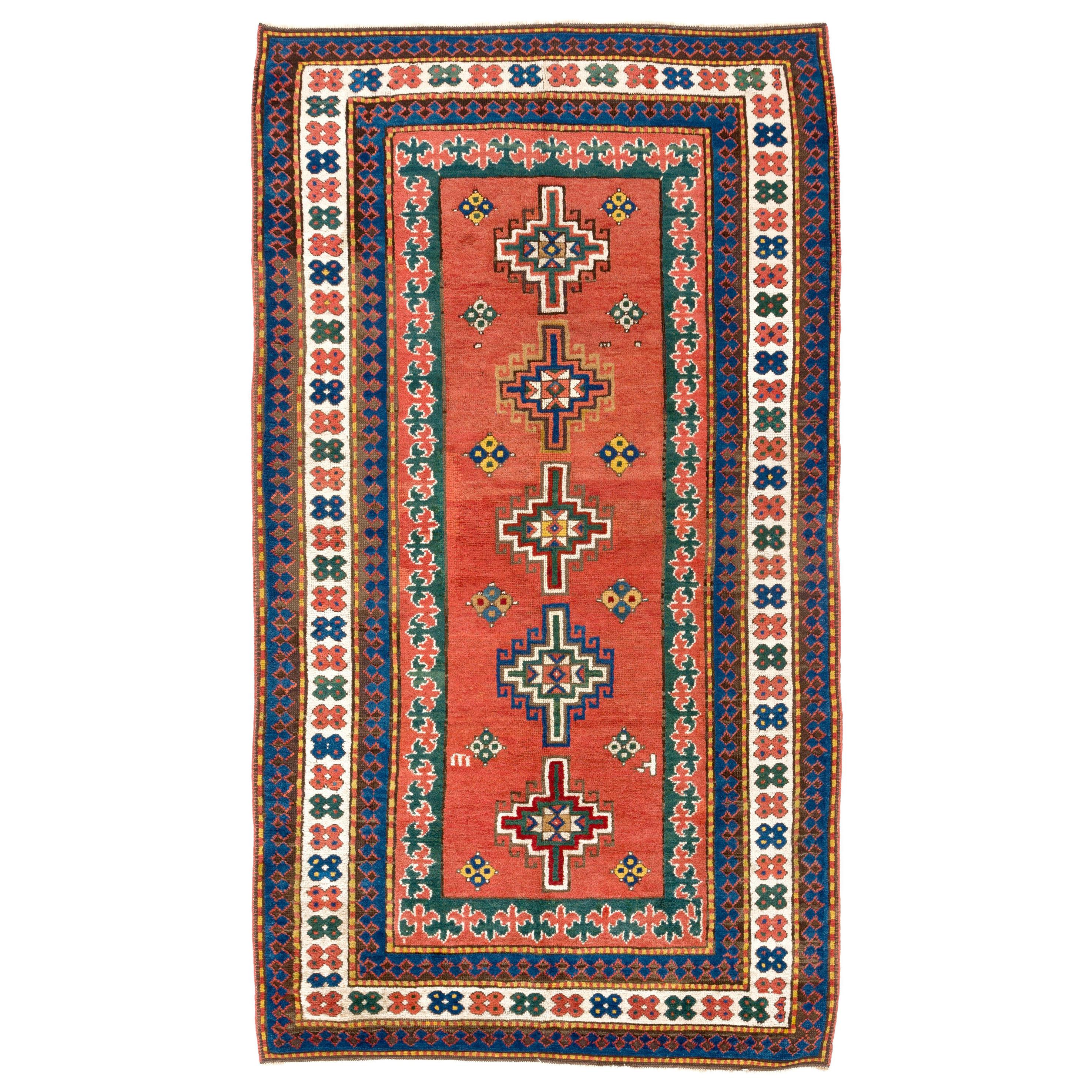 4.2x8.7 Ft Antique so called Sunburst or Eagle Kazak Rug from Karabakh