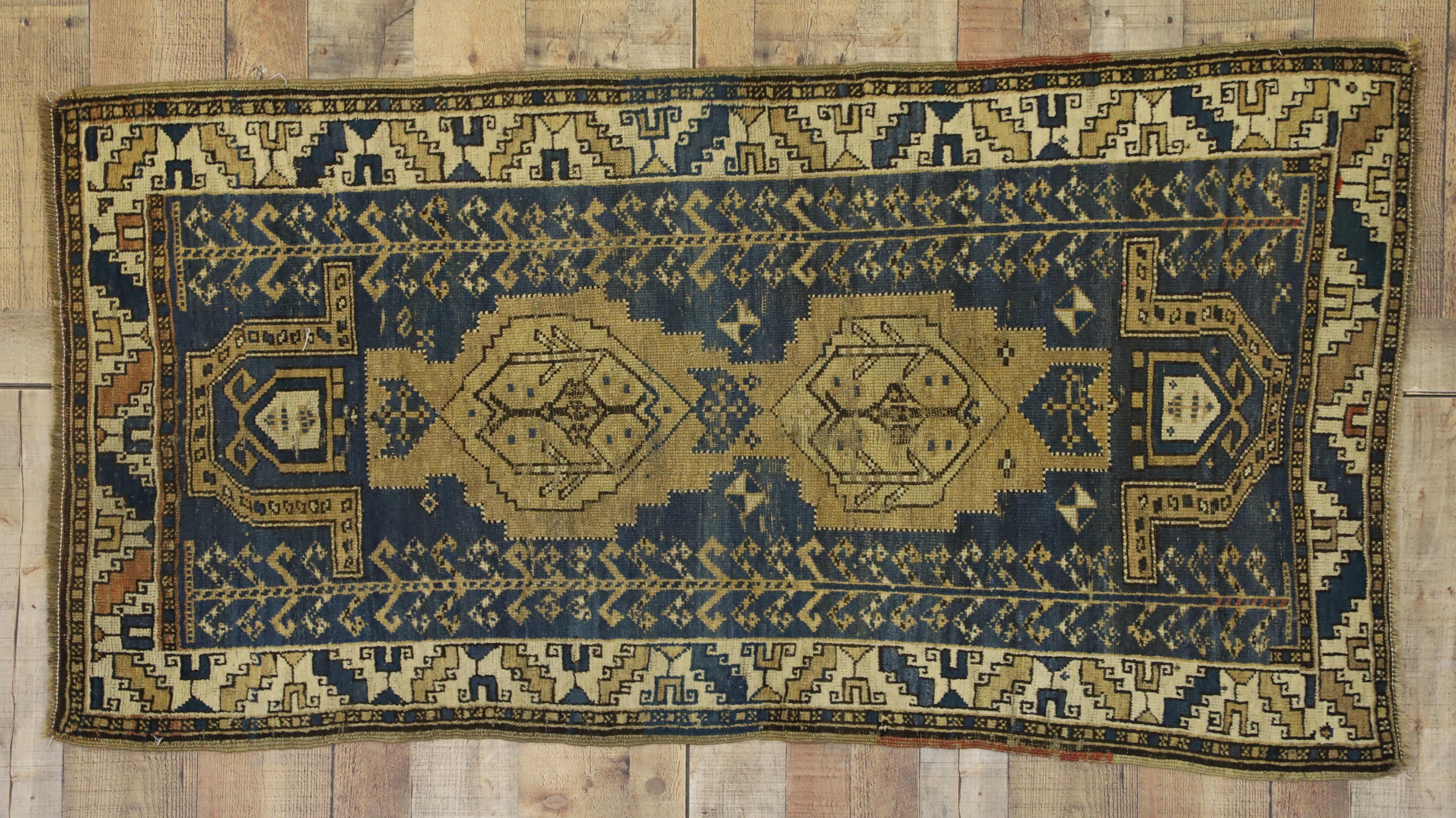 Antique Caucasian Kazak Rug with Artisan Tribal Style For Sale 1