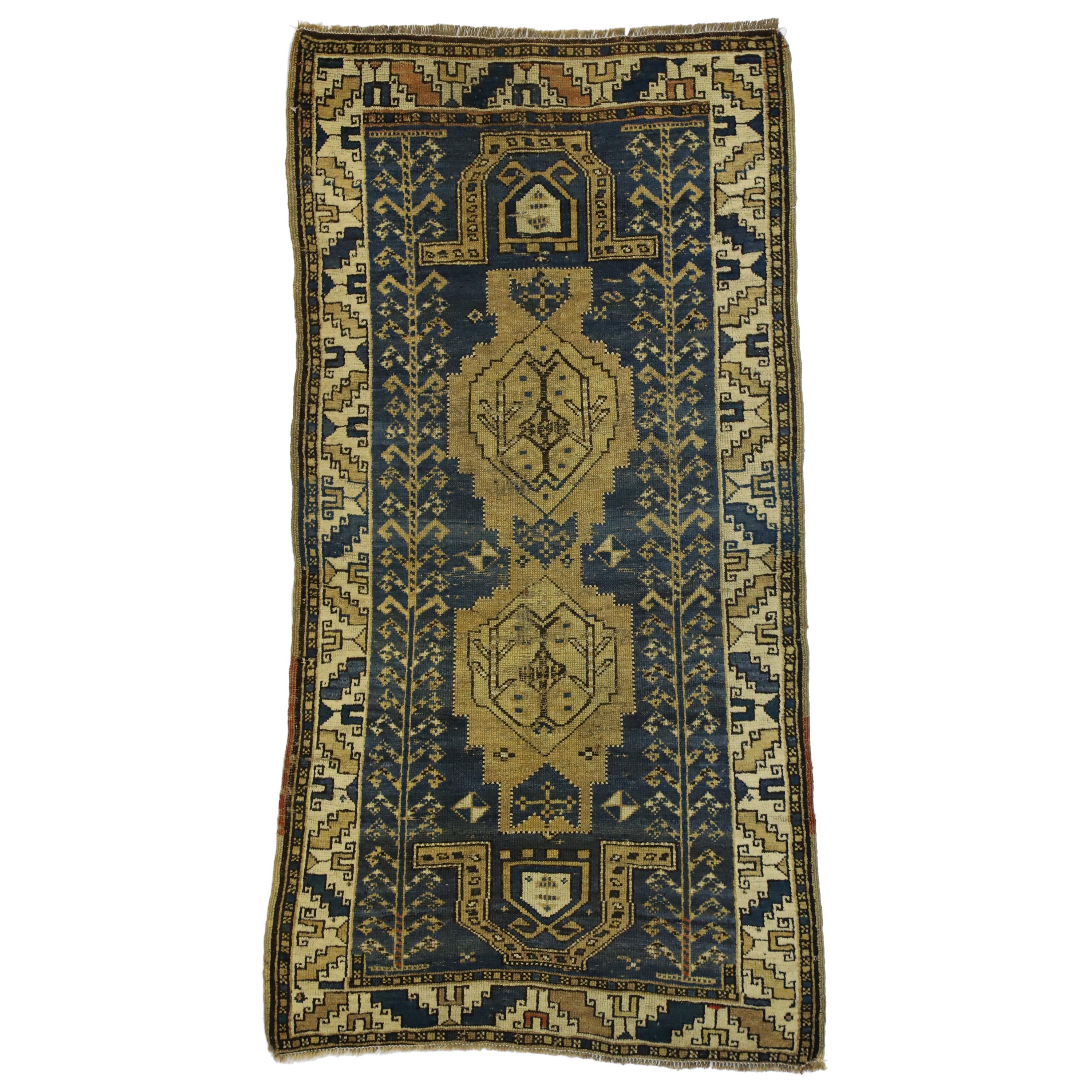 Antique Caucasian Kazak Rug with Artisan Tribal Style For Sale