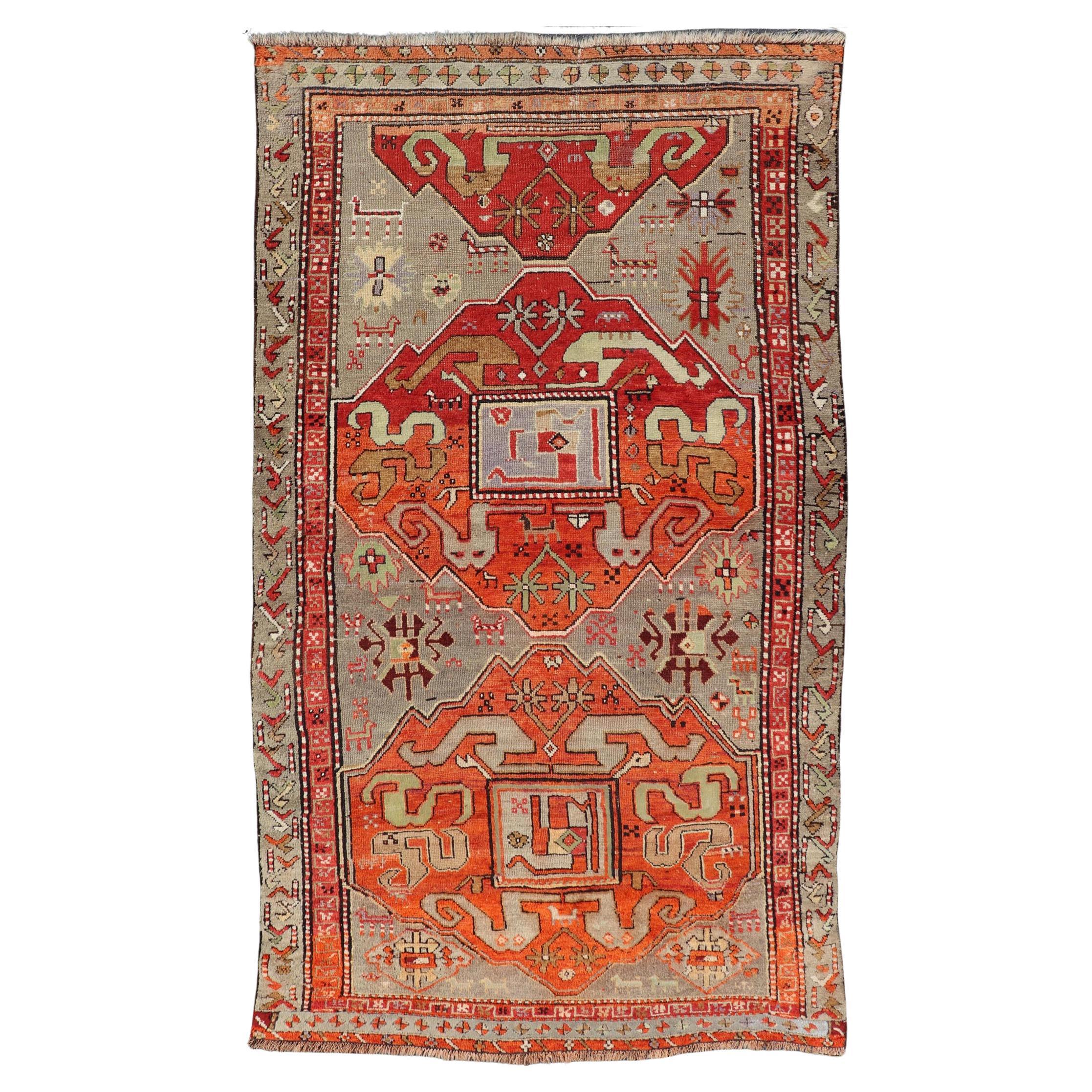 Antique Caucasian Kazak Rug with Bold Geometric Medallion Design 4
4 x 8
1 For Sale