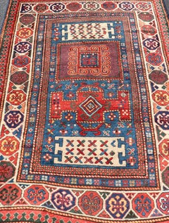 Antique Caucasian Kazak Rug with Geometrics Medallions 4'4" X7'0"