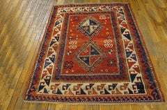 Tapis kazak caucasien ancien « Red Diamond » des années 1880