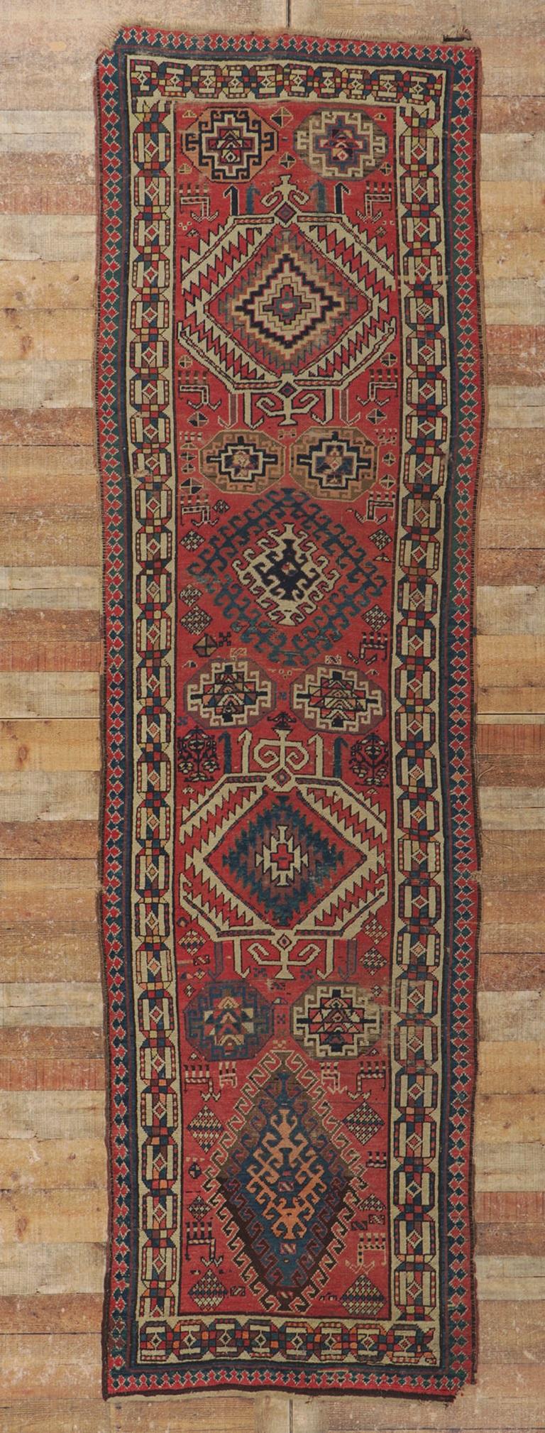 Antiker kaukasischer Kazak-Läufer (Handgeknüpft) im Angebot