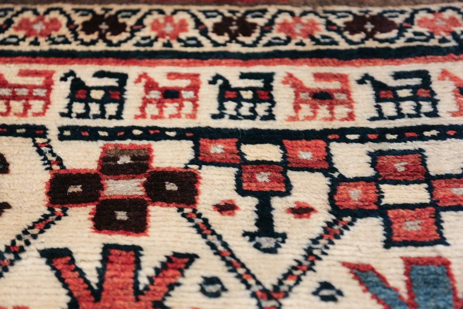 Hand-Knotted Antique Caucasian Kazak Runner. 3 ft 5 in x 12 ft 3 in For Sale