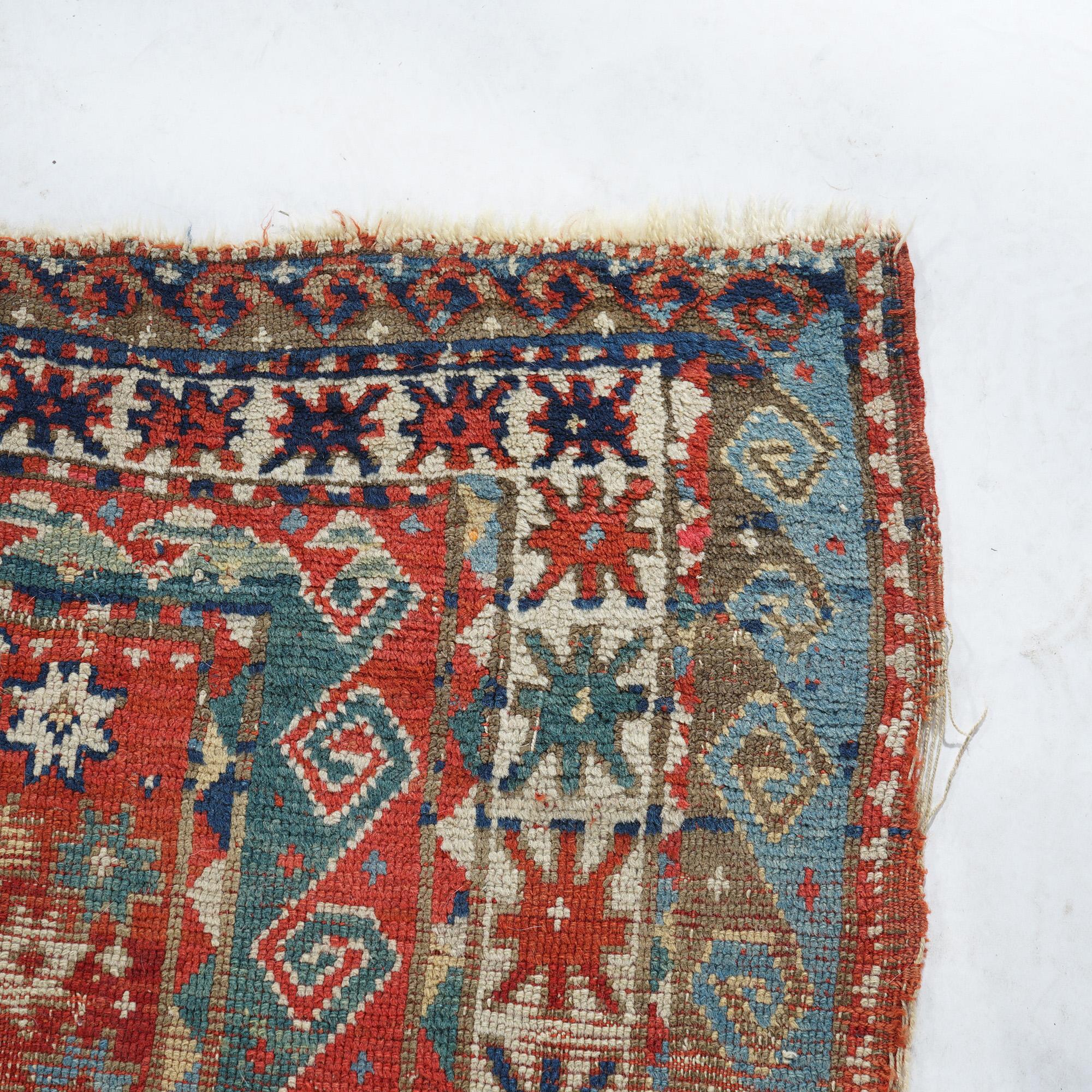 Antiker kaukasischer Kazak-Sewan-Ottomanischer Teppich aus Kasachstan, Mittelmedaillon und Widderhorn, um 1890 im Angebot 4