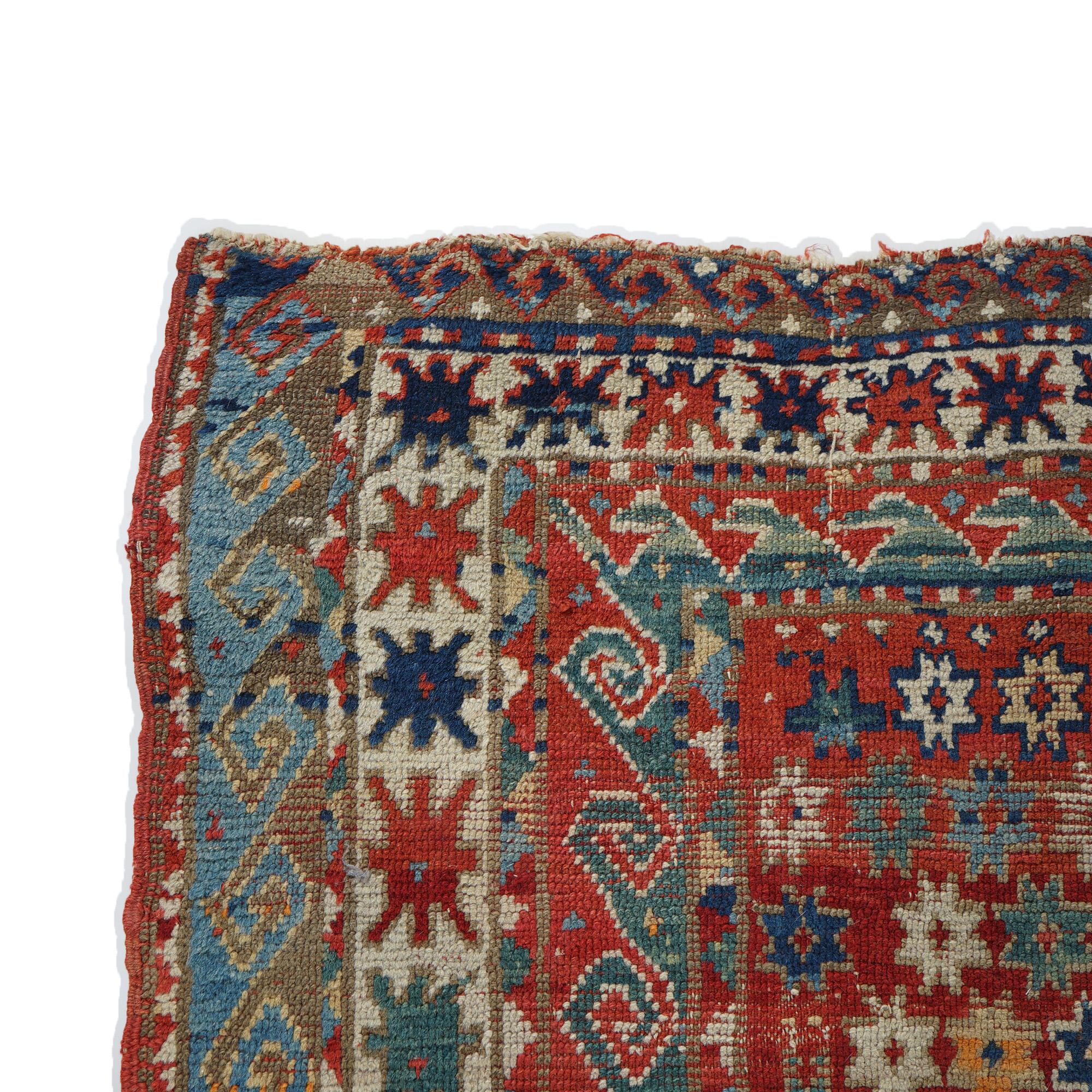 Antiker kaukasischer Kazak-Sewan-Ottomanischer Teppich aus Kasachstan, Mittelmedaillon und Widderhorn, um 1890 im Angebot 5