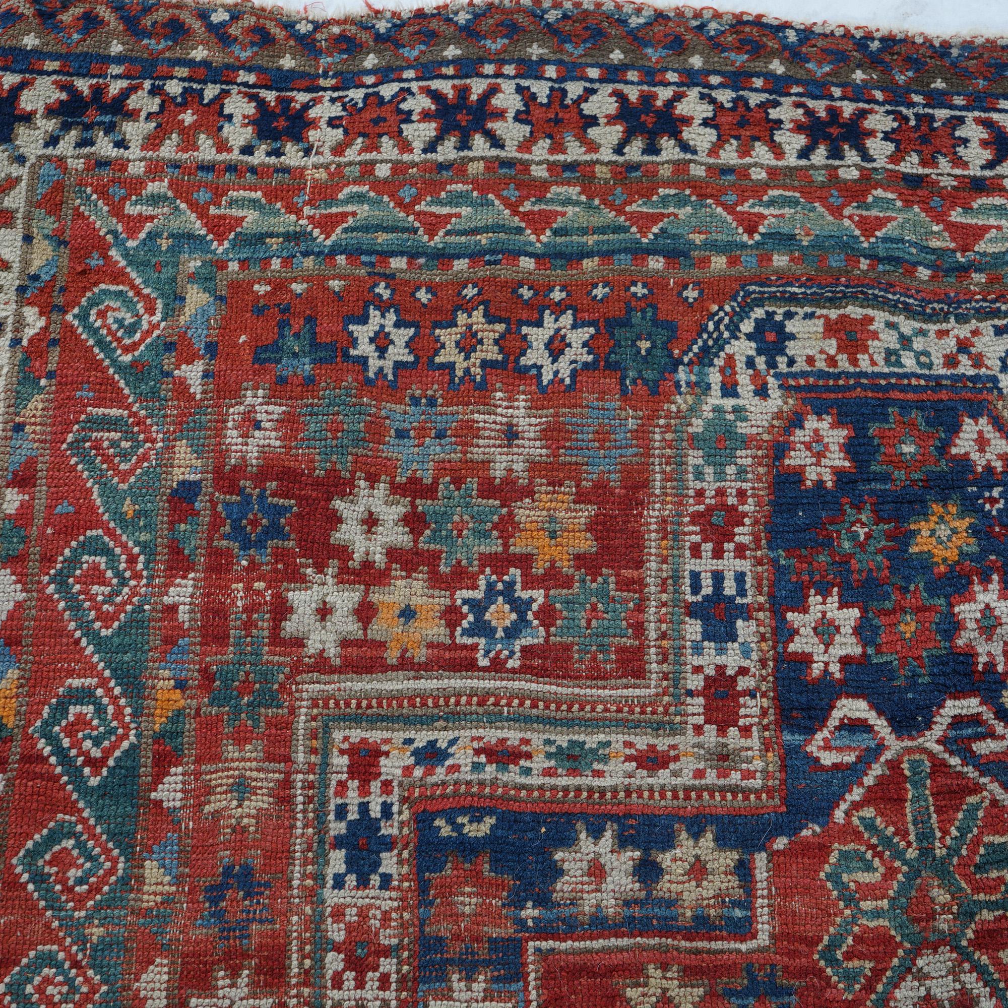 Antiker kaukasischer Kazak-Sewan-Ottomanischer Teppich aus Kasachstan, Mittelmedaillon und Widderhorn, um 1890 im Angebot 6