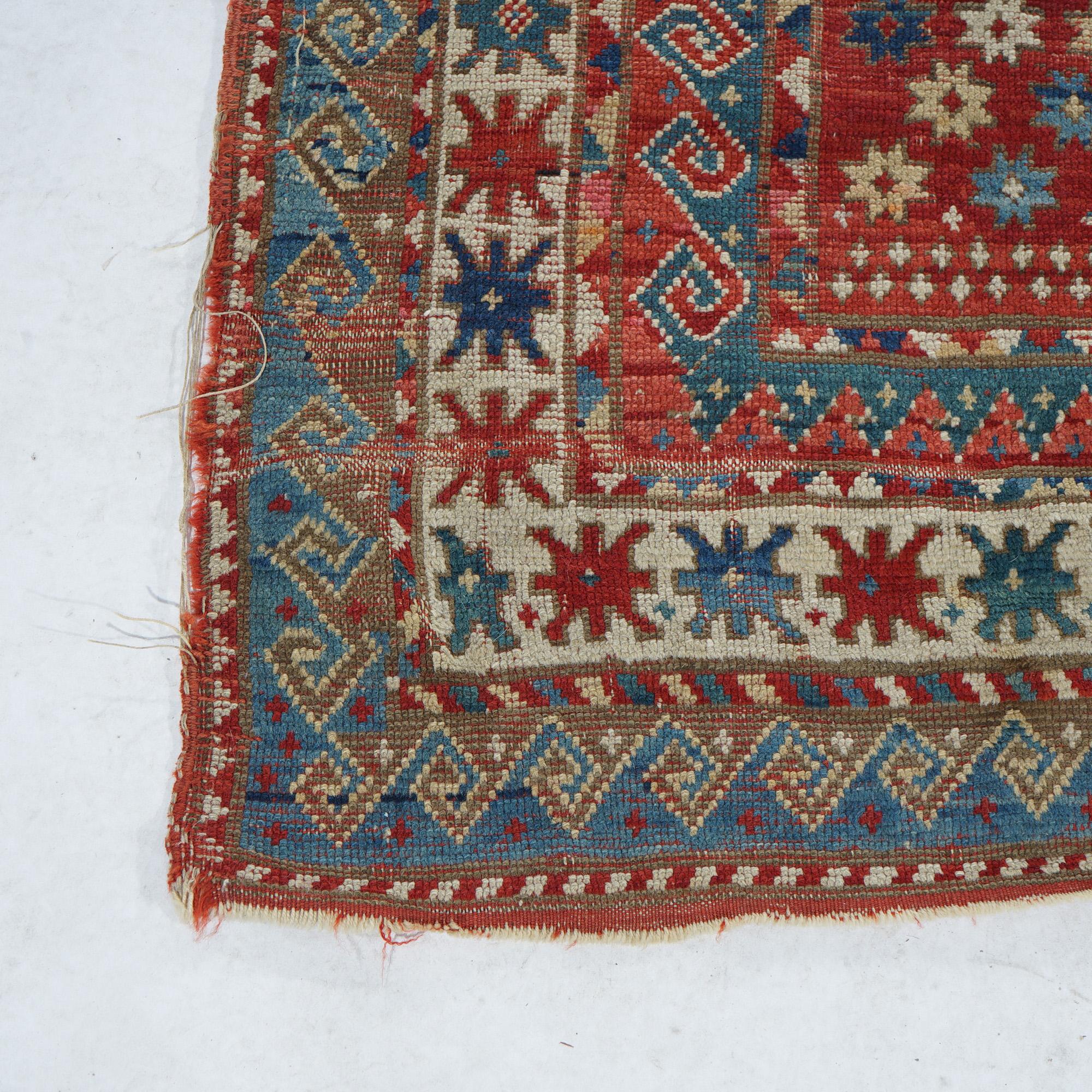 Antiker kaukasischer Kazak-Sewan-Ottomanischer Teppich aus Kasachstan, Mittelmedaillon und Widderhorn, um 1890 (Asiatisch) im Angebot