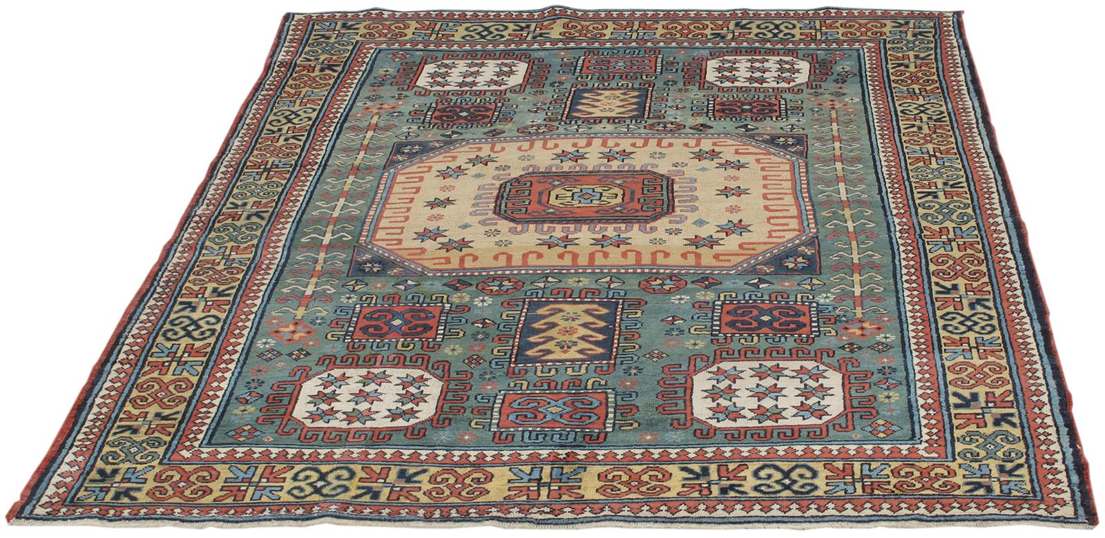 Azerbaijani Antique Caucasian Kazak Tribal Rug For Sale