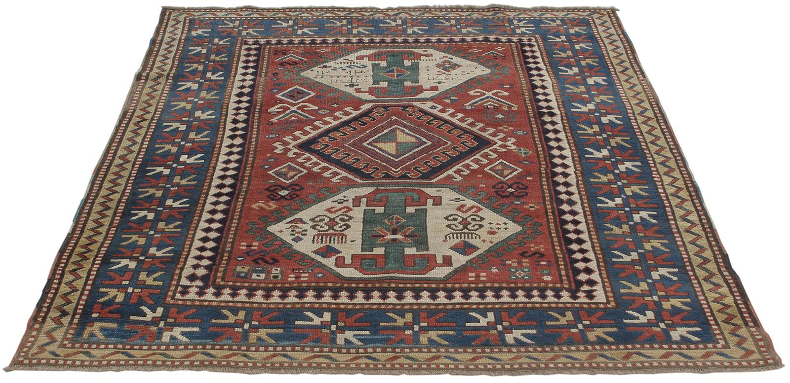 Azerbaijani Antique Caucasian Kazak Tribal Rug For Sale