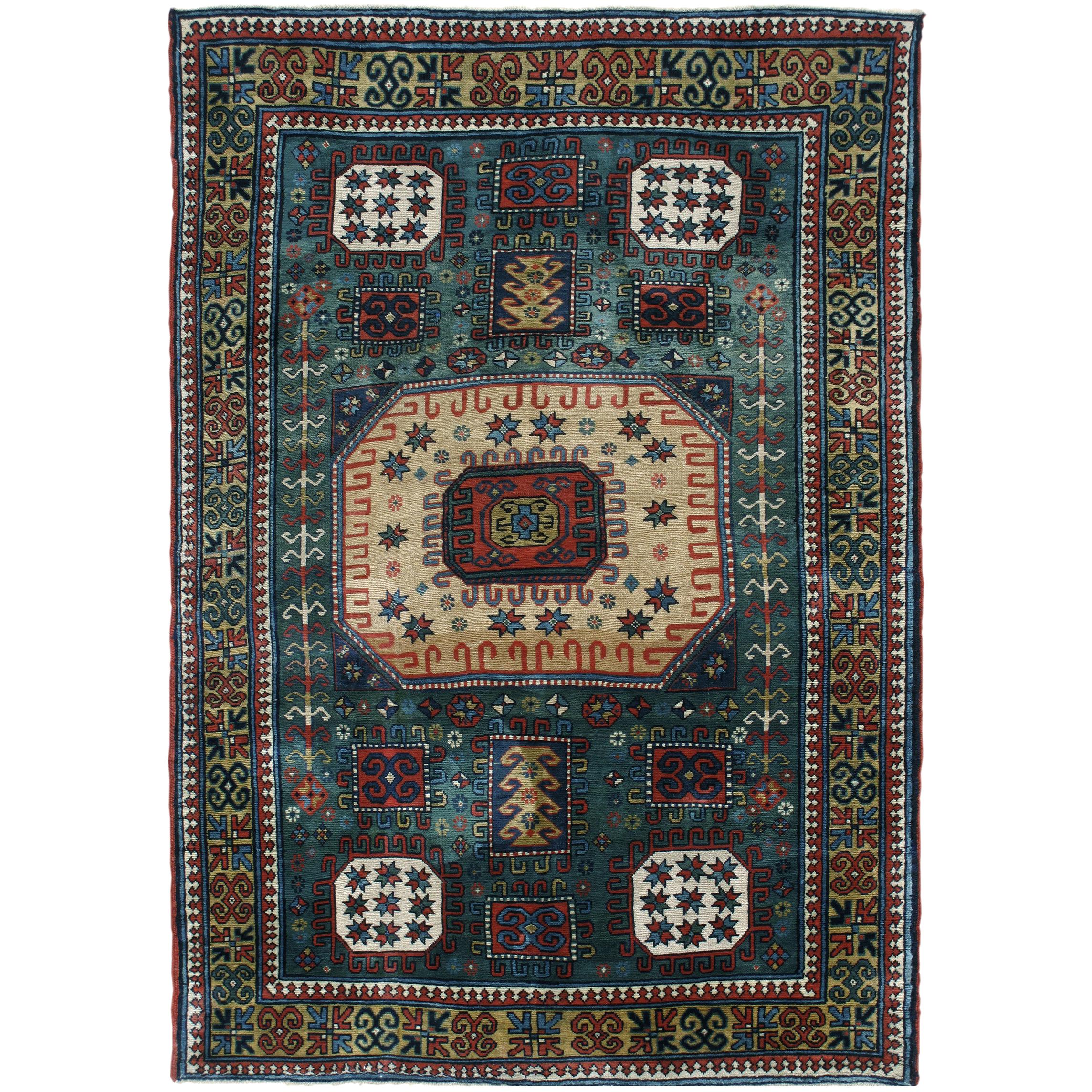 Antique Caucasian Kazak Tribal Rug For Sale