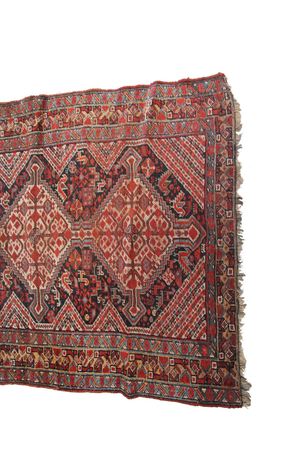 Antiker kaukasischer Khamseh-Kaukasischer Kaukasischer Kazak-Teppich-Läufer, geometrisch, 1890 im Zustand „Gut“ im Angebot in New York, NY