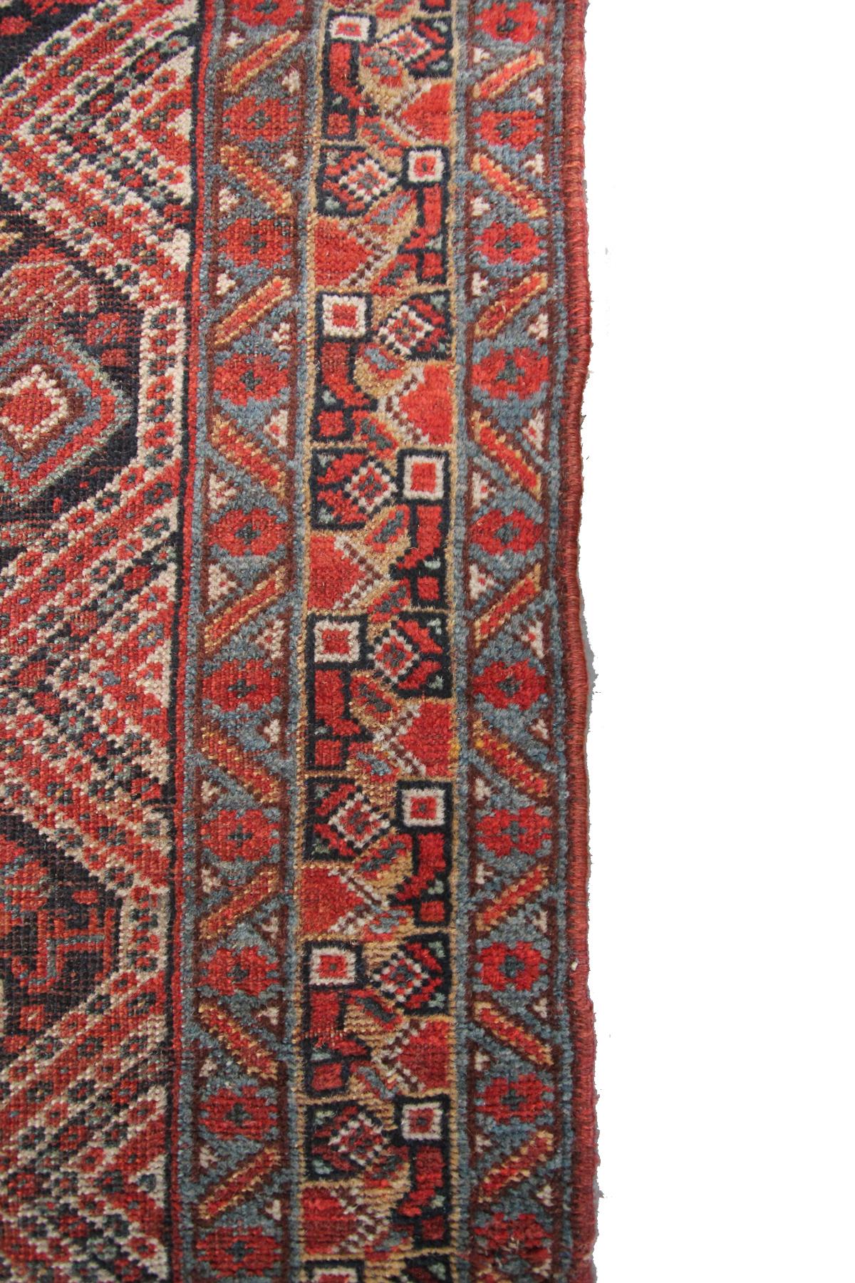 Antique Caucasian Khamseh Caucasian Kazak Rug Runner Geometric, 1890 For Sale 3