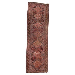 Tapis de couloir géométrique caucasien antique Khamseh du Caucase Kazak, 1890