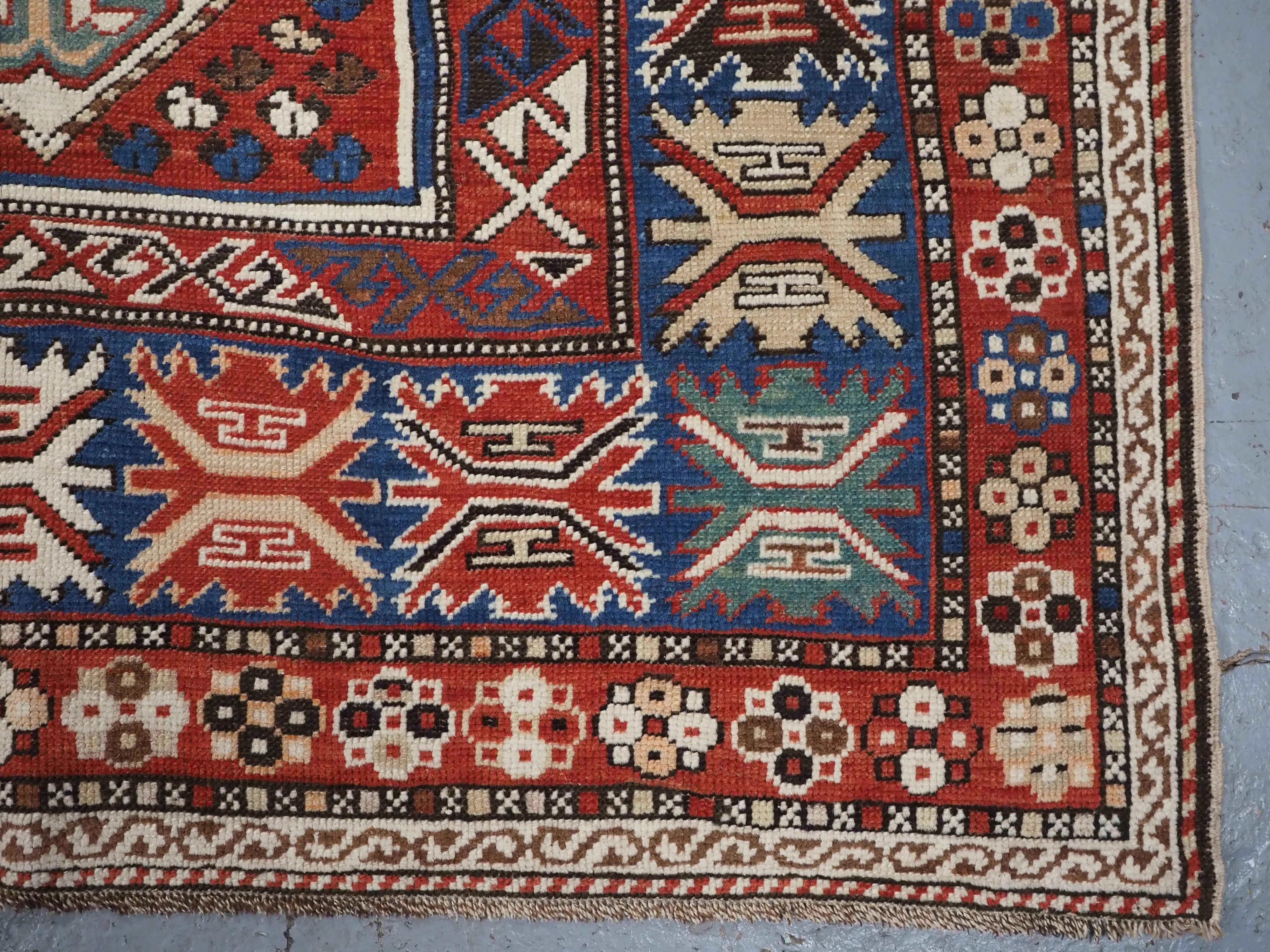 Antique Caucasian Khila rug,  Baku region of the Eastern Caucasus.  Circa 1890. For Sale 8