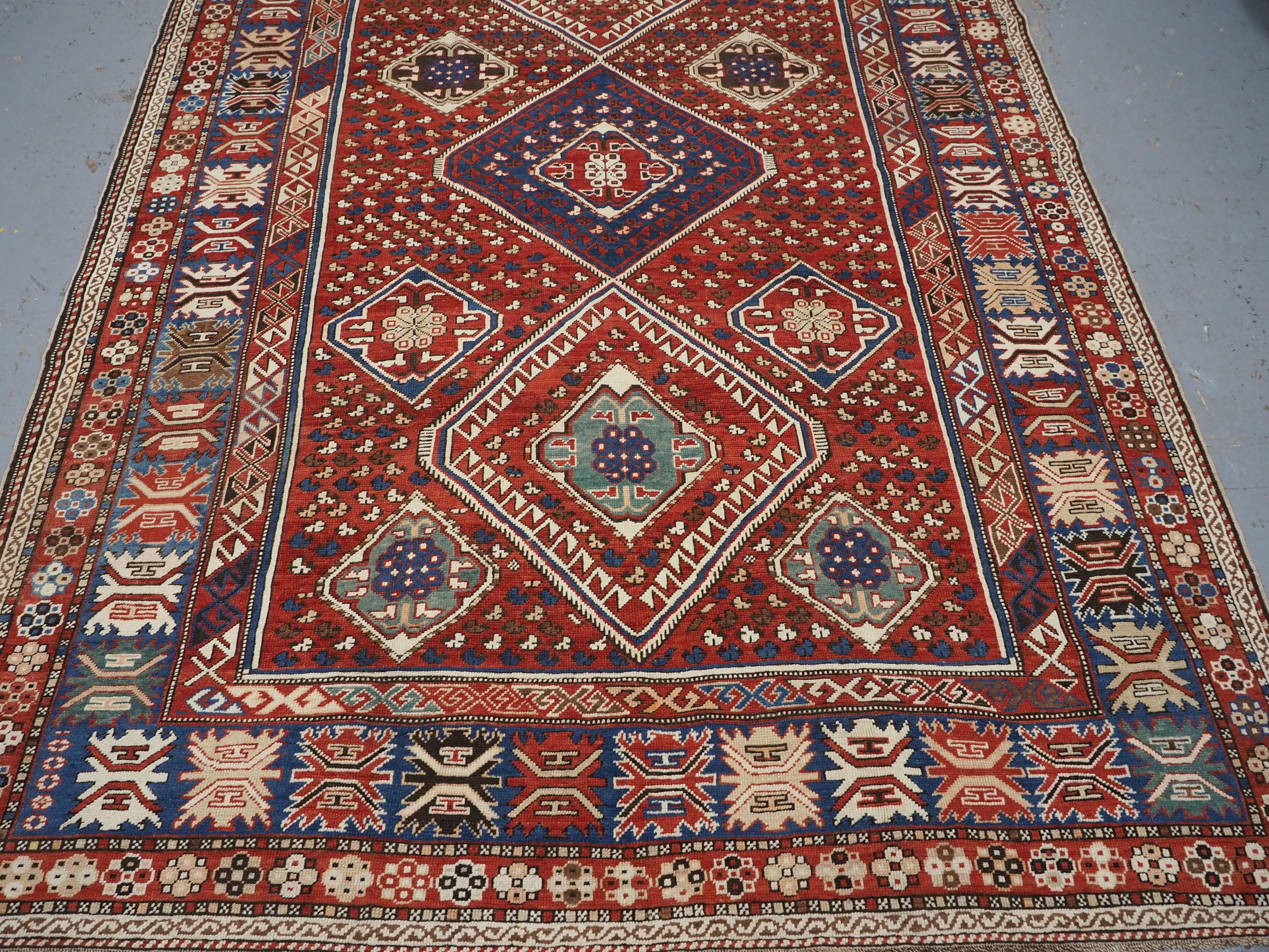 Late 19th Century Antique Caucasian Khila rug,  Baku region of the Eastern Caucasus.  Circa 1890. For Sale