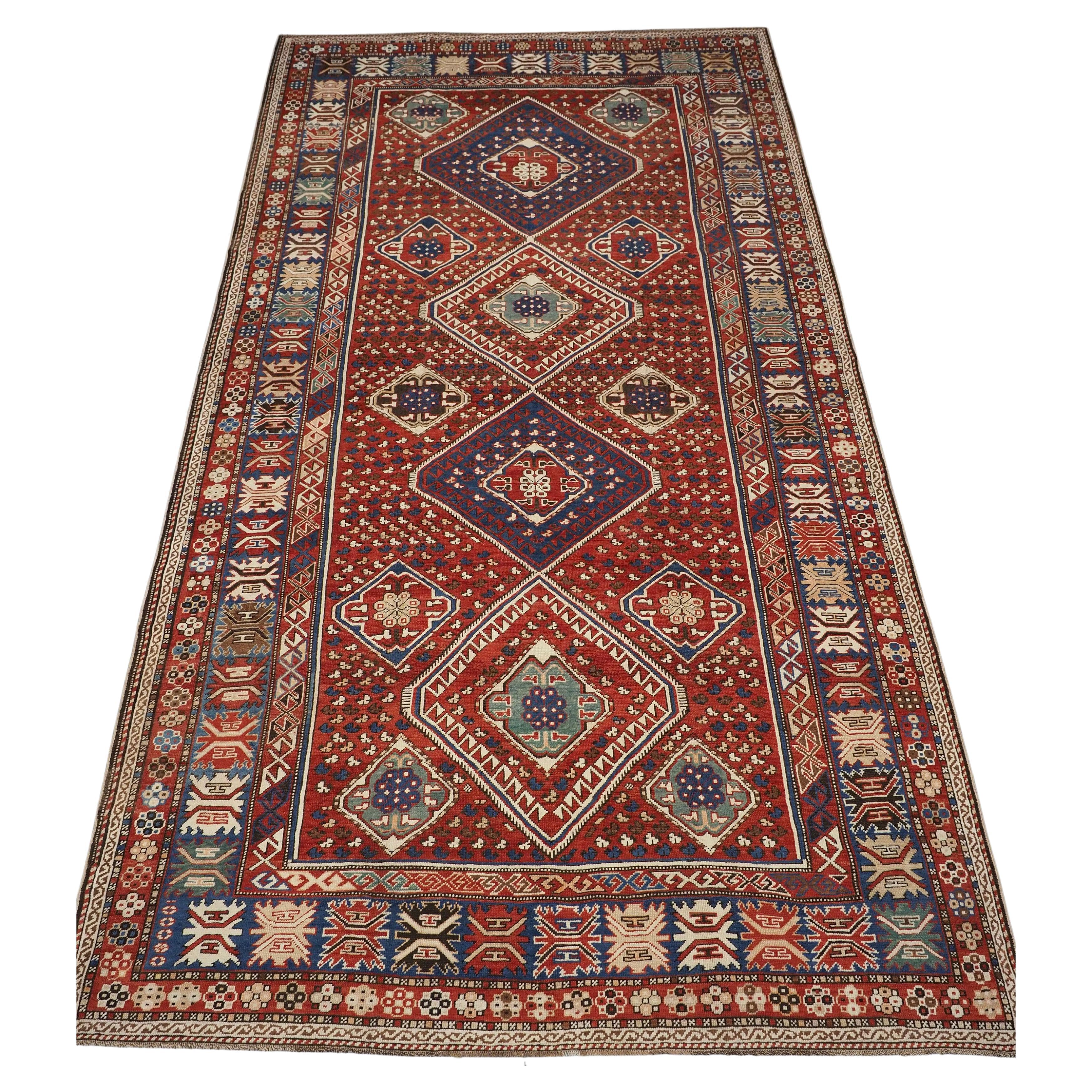 Antique Caucasian Khila rug,  Baku region of the Eastern Caucasus.  Circa 1890. For Sale