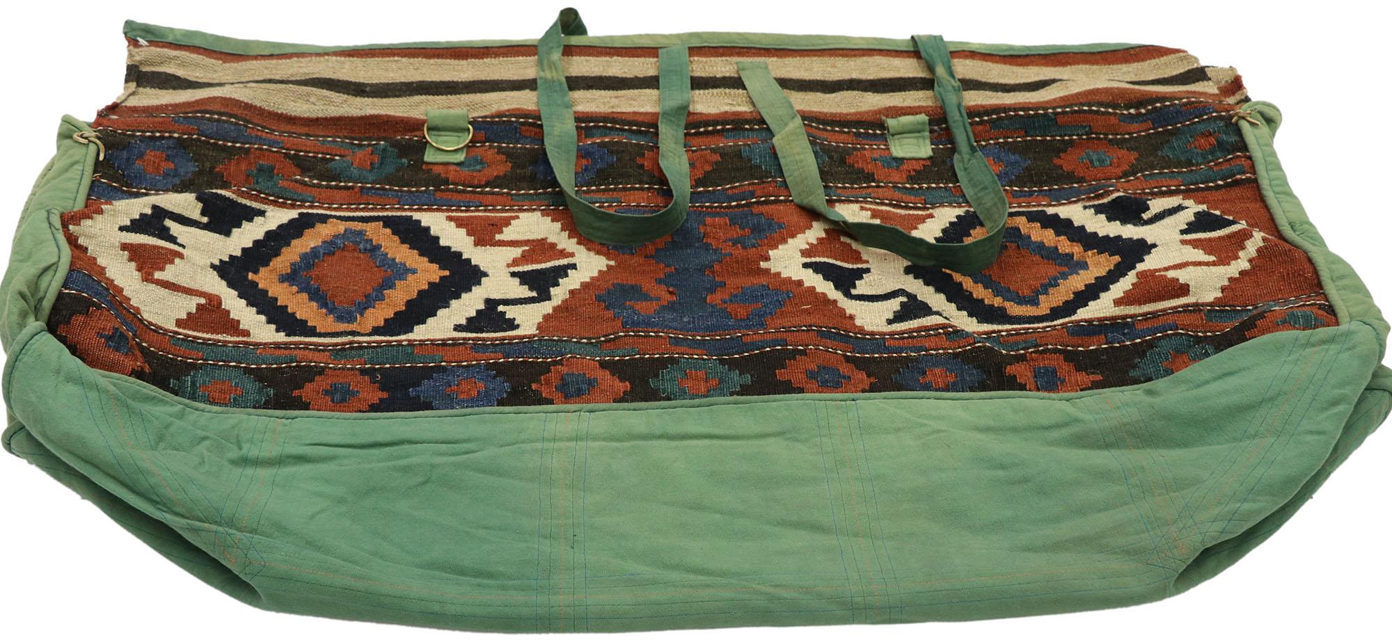 Adirondack Antique Caucasian Kilim Bag, Tribal Bohemian Bag For Sale