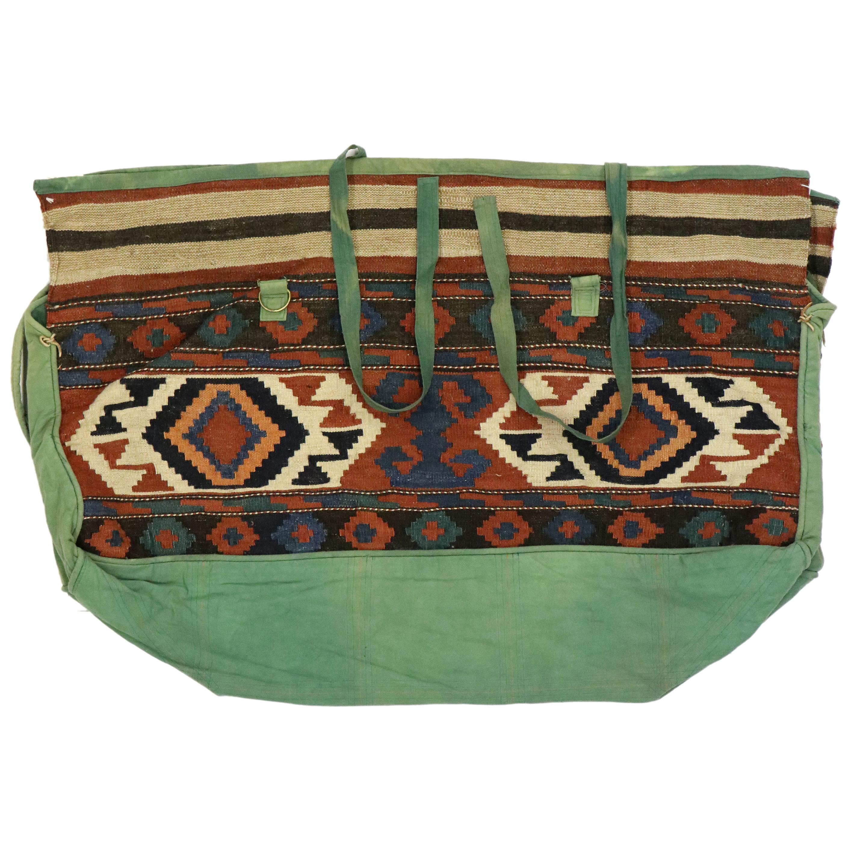 Antique Caucasian Kilim Bag, Tribal Bohemian Bag For Sale