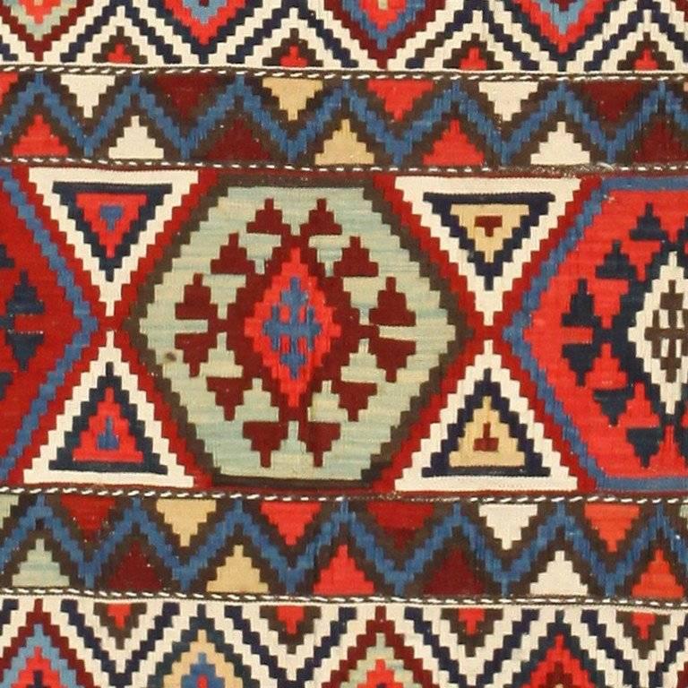 Hand-Woven Antique Caucasian Kilim