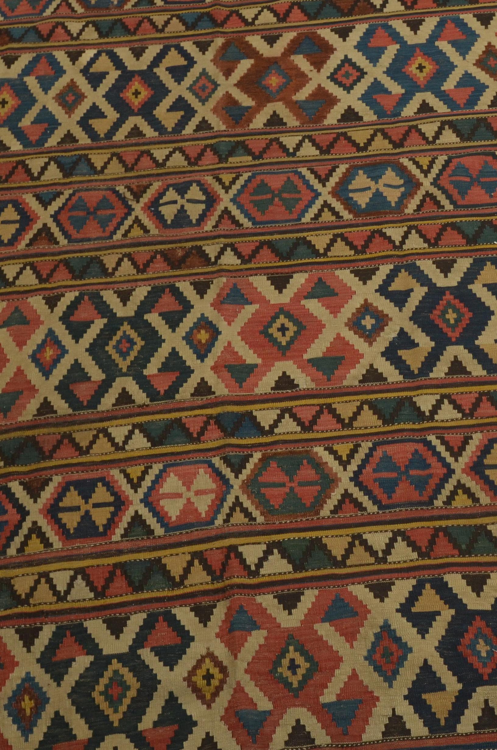 Antique Caucasian Kilim In Excellent Condition For Sale In East Hampton, NY