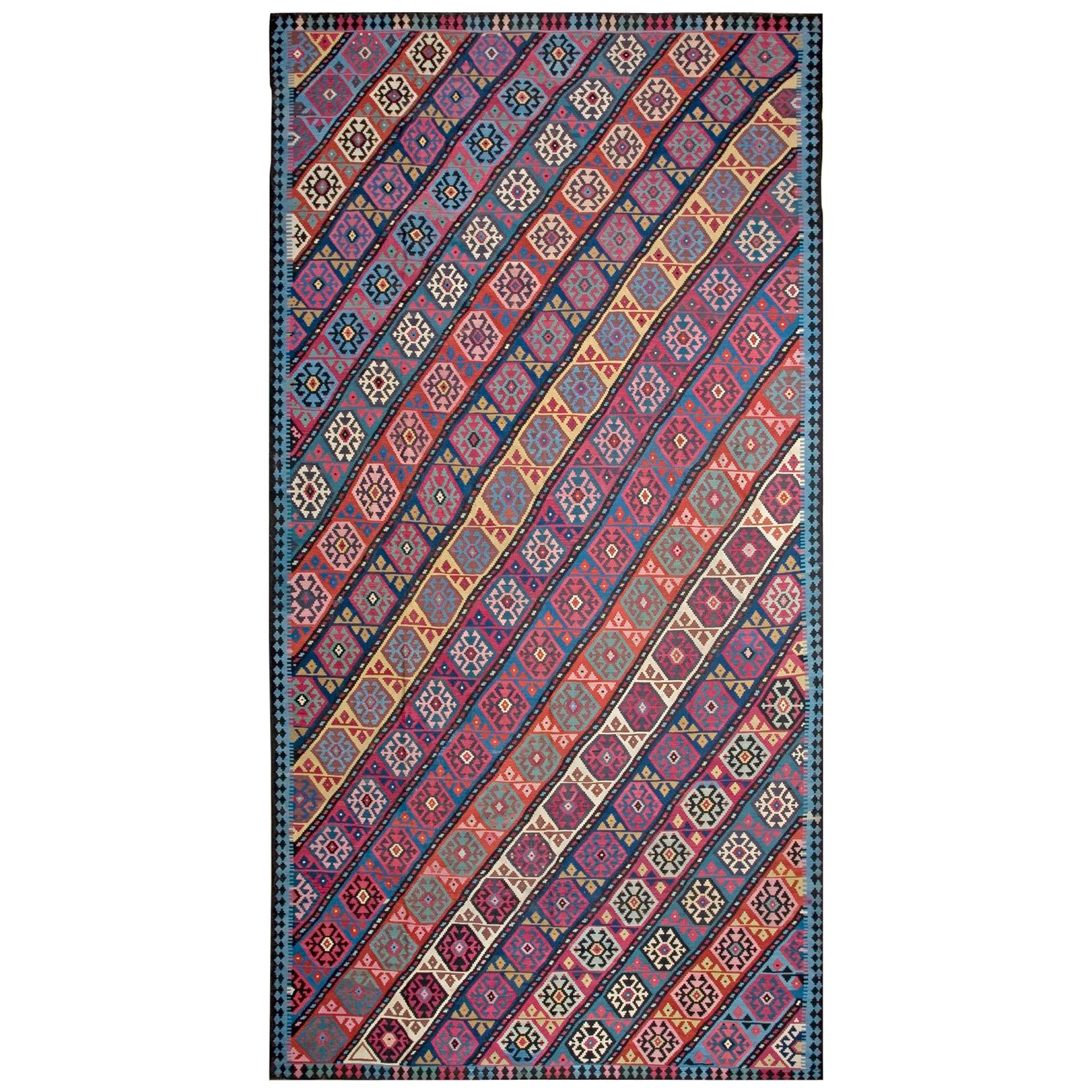 19th Century Over-Size Caucasian Flat-Weave ( 9' x 18' - 274 x 548 cm ) For Sale