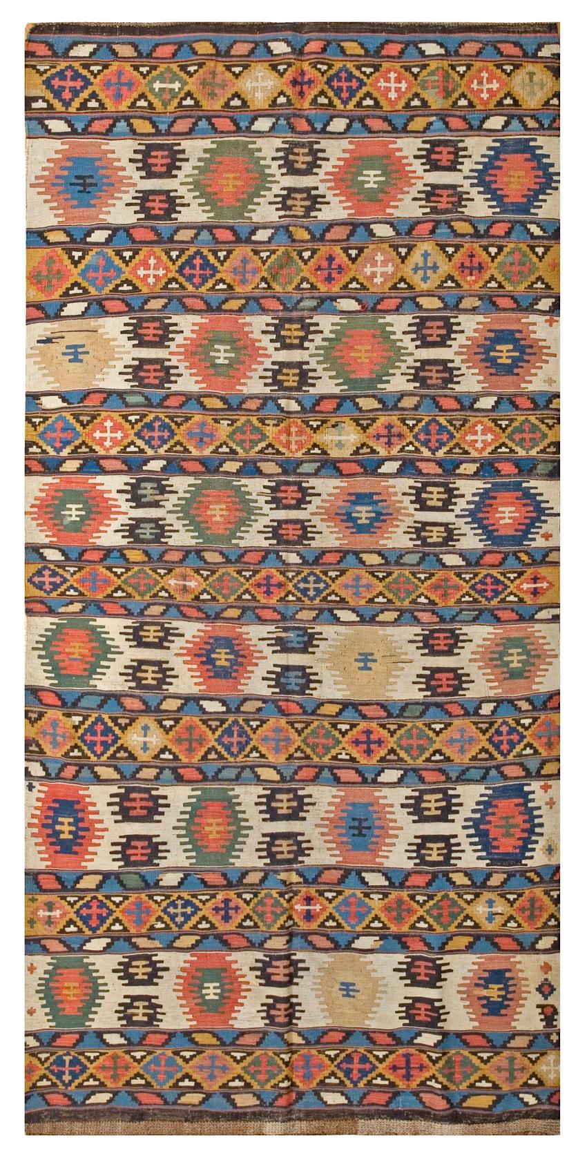 Antique Caucasian, Kilim rug. Size: 4'2