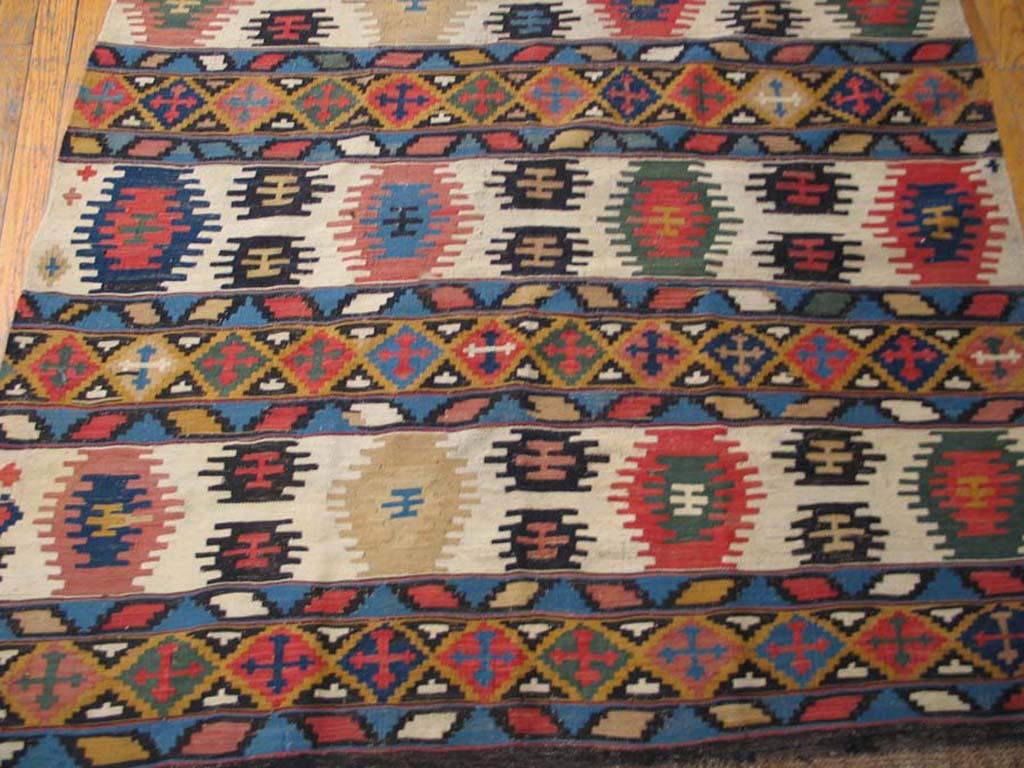Tissé à la main Kilim caucasien ancien 4' 2