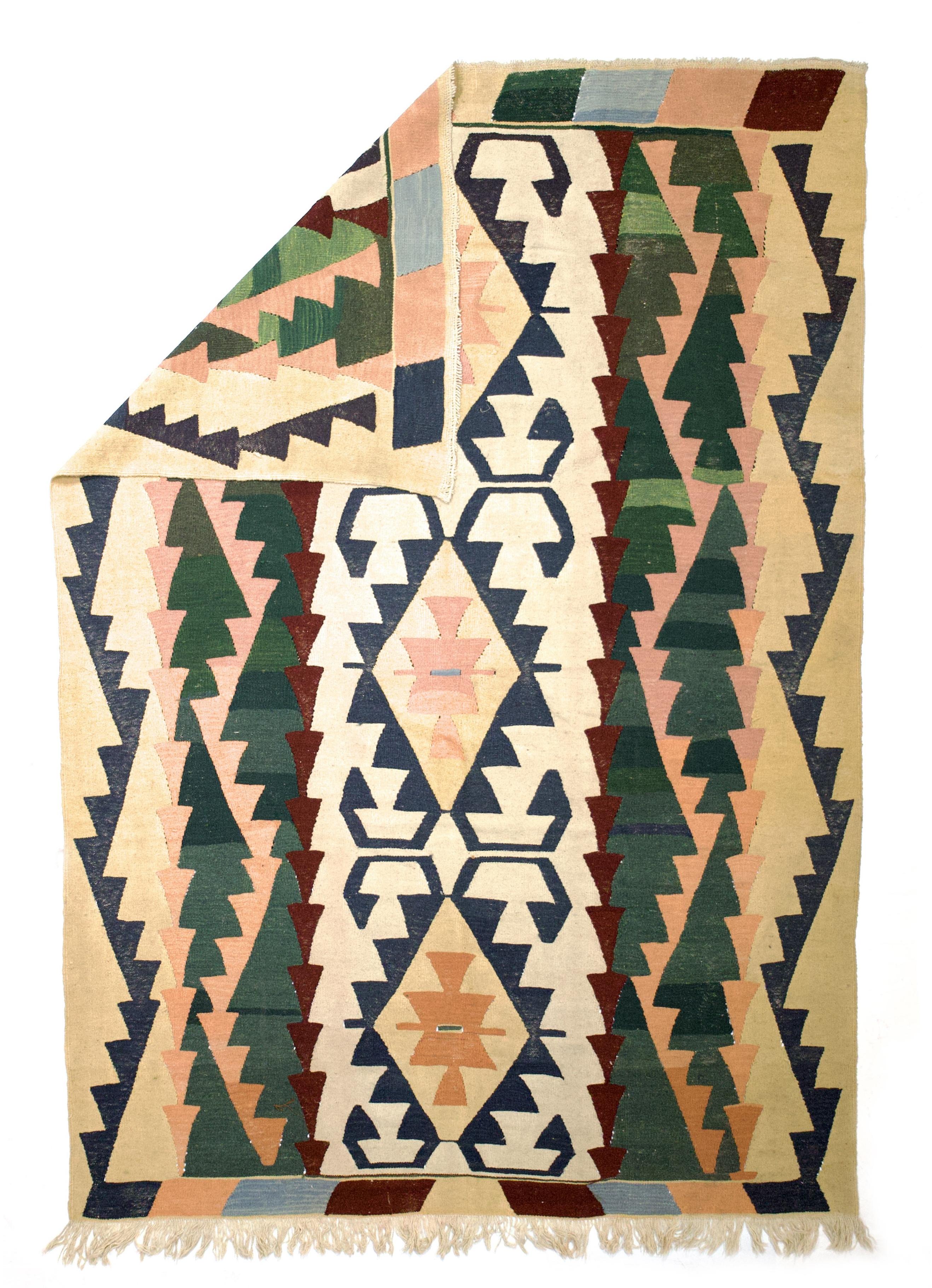 Antique Caucasian Kilim Rug 6'4