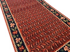 Antique Caucasian Kilim Rug, Red All Over Paisley Pattern Kelim