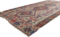 Antique Caucasian Kilim Rug with Tribal Style