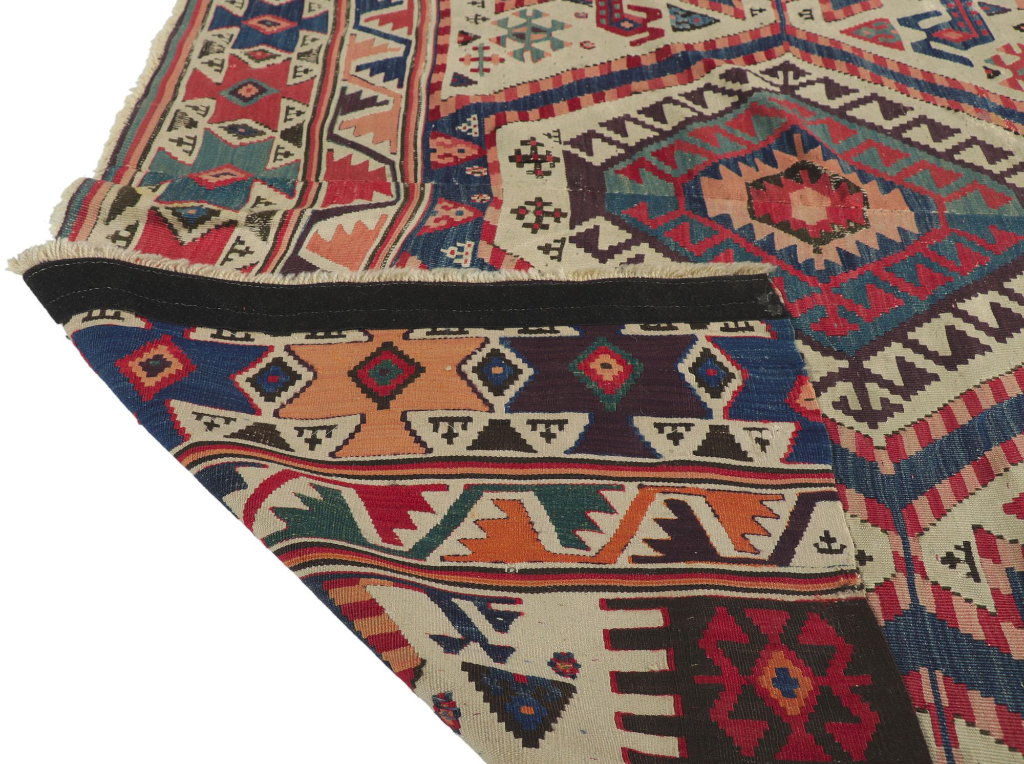 20th Century Antique Caucasian Kilim Rug with Tribal Style For Sale
