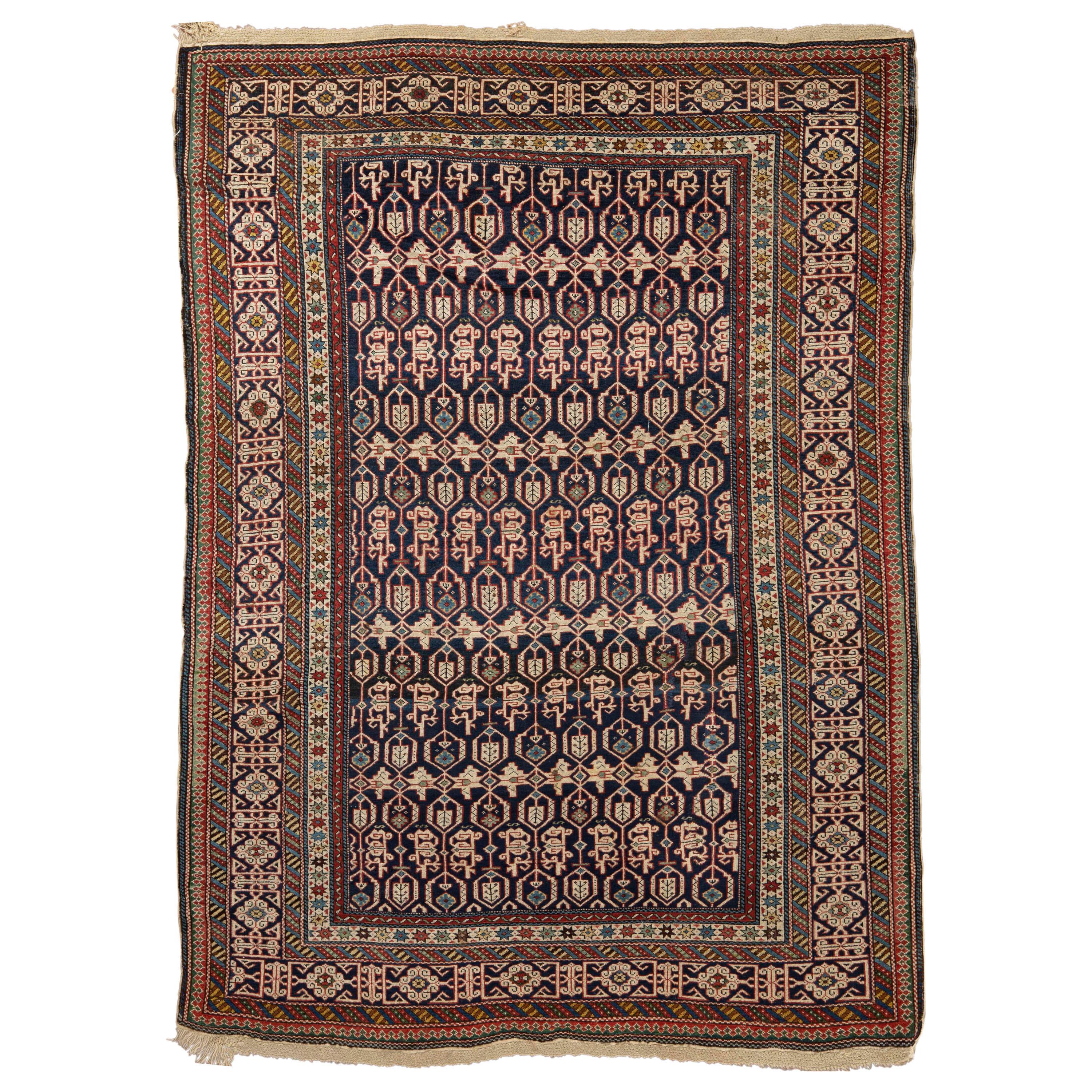 Antiker kaukasischer Kuba-Teppich mit Adlermotiv, um 1890 1,22 m x 1,83 m